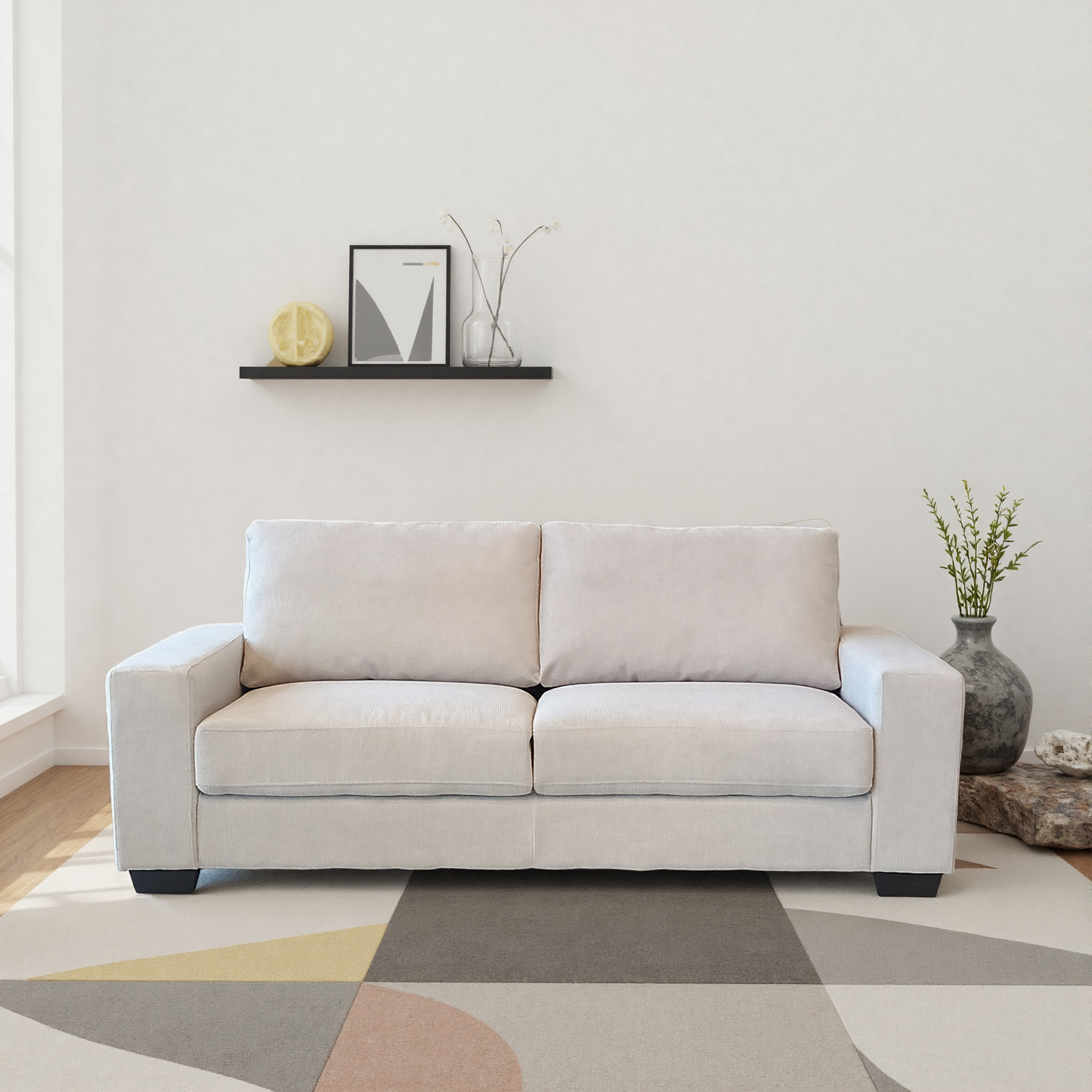 Cream Cotton Linen 2-Seater Sofa - Image 3