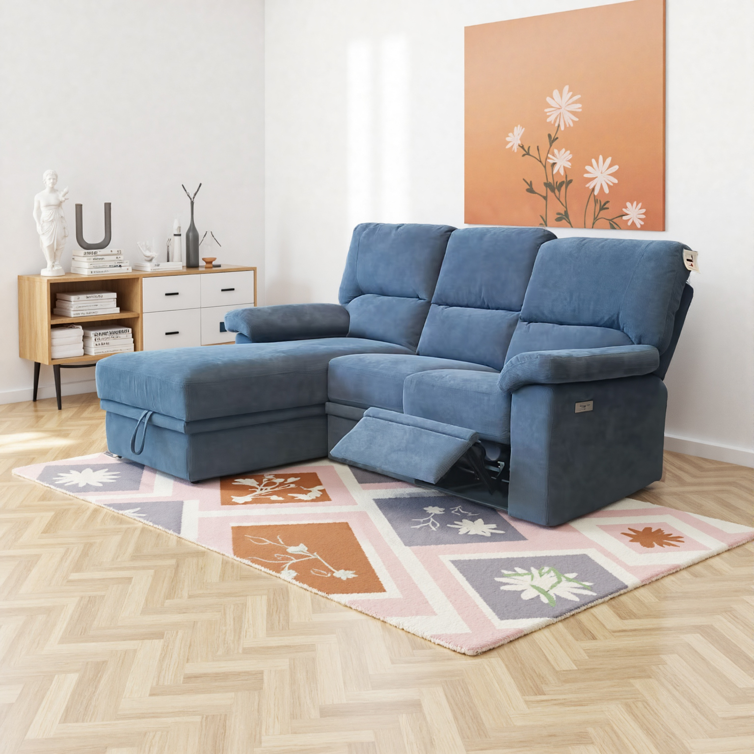 Electric Recliner L-Shaped Corner Sofa with Storage - Image 5