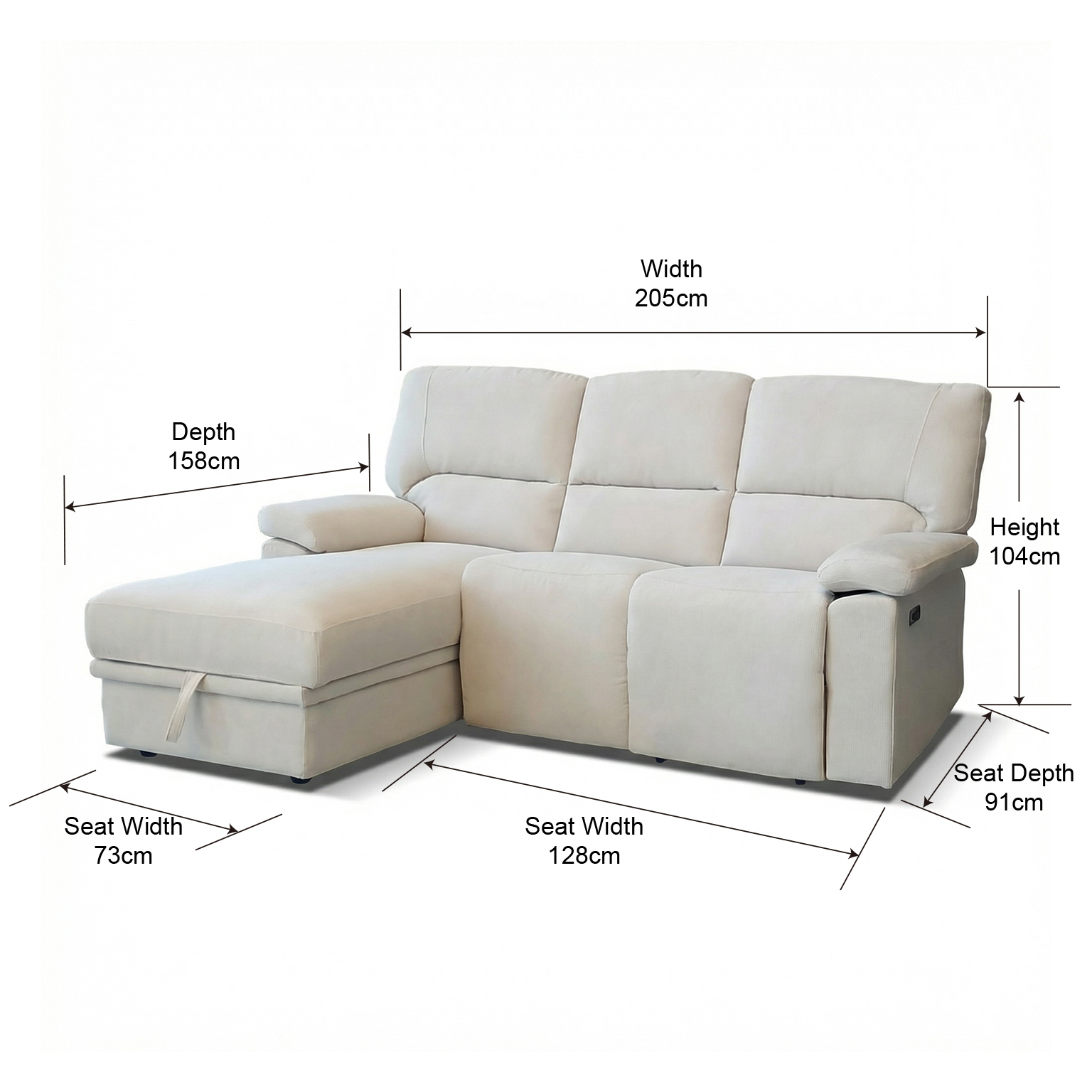 Modern L-Shaped Corner Sofa with Electric Recline - Image 4
