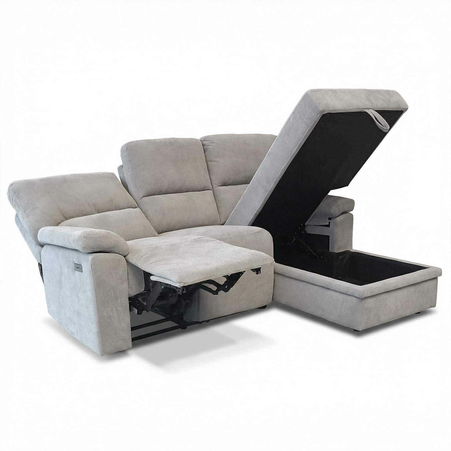 Premium Cotton Linen Corner Sofa with Electric Seat - Image 3