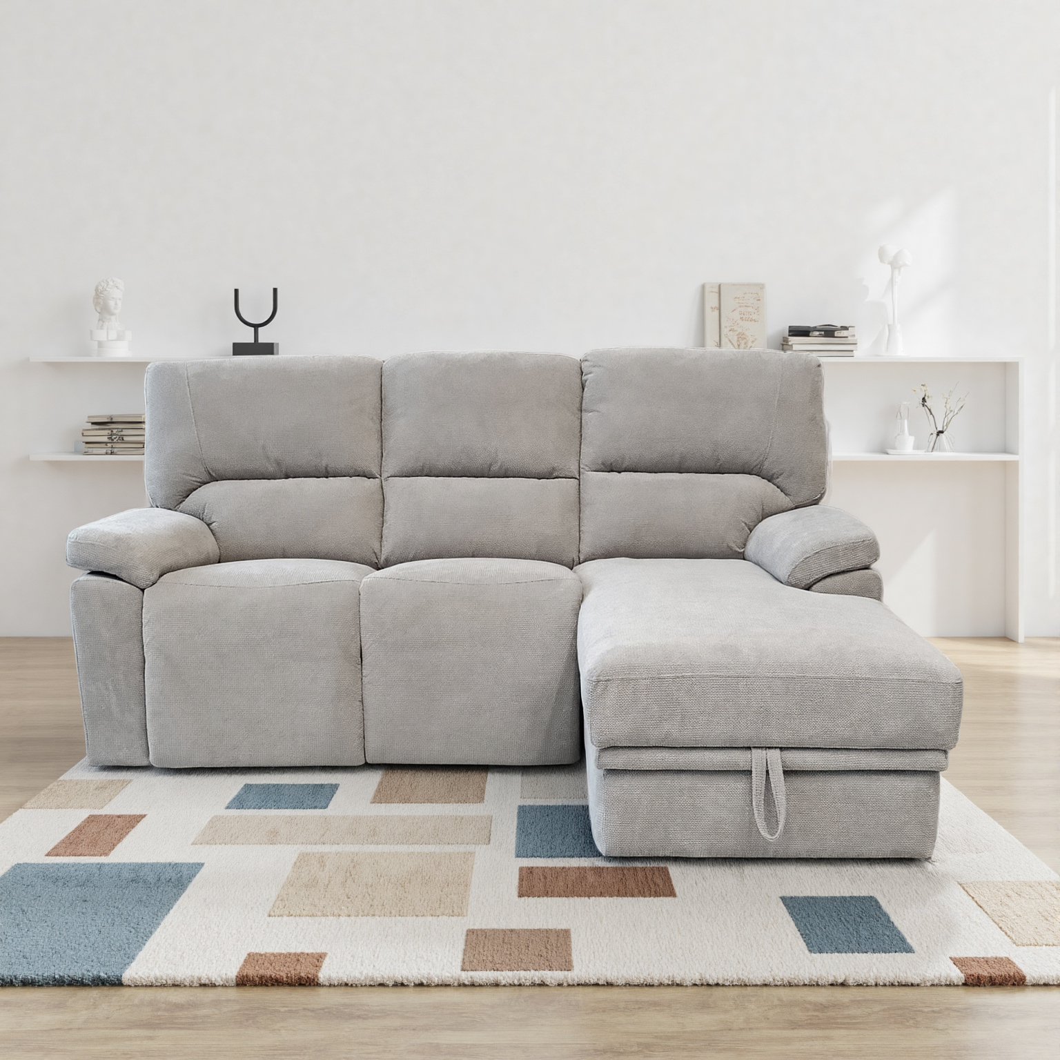 Premium Cotton Linen Corner Sofa with Electric Seat - Image 8