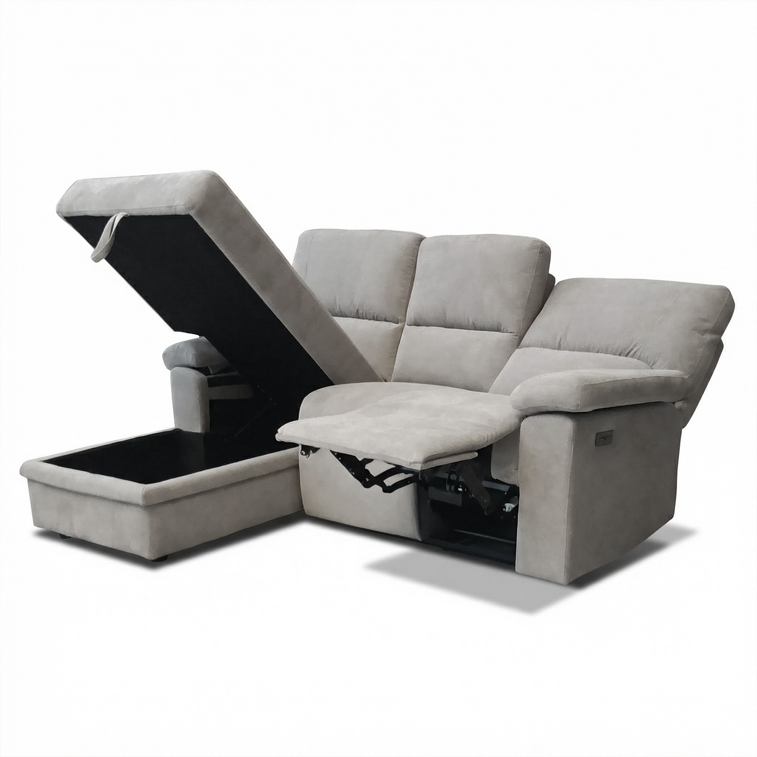 Premium Cotton Linen Corner Sofa with Electric Seat - Image 2