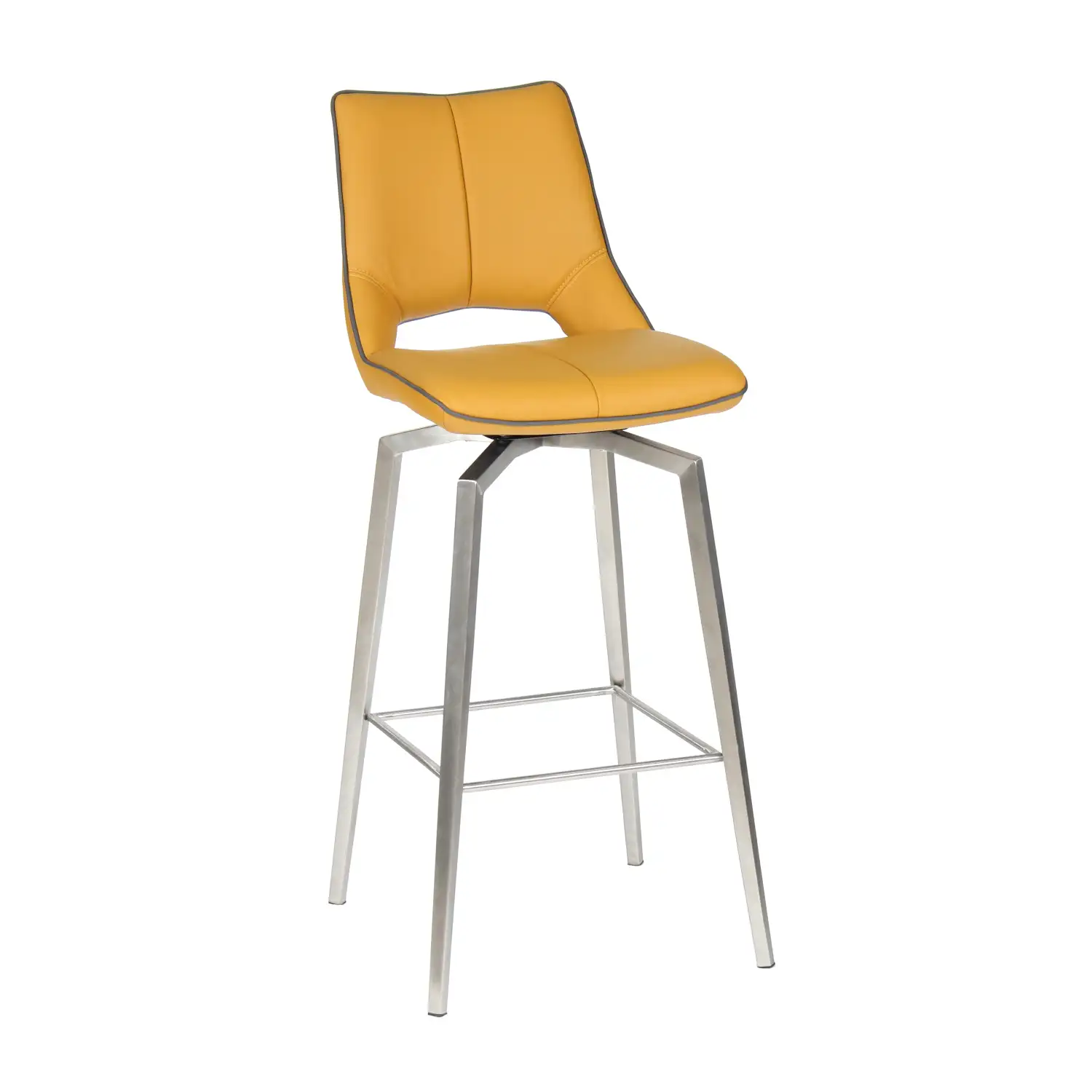 Mako Swivel Leather Effect Yellow Bar Chair - Image 6