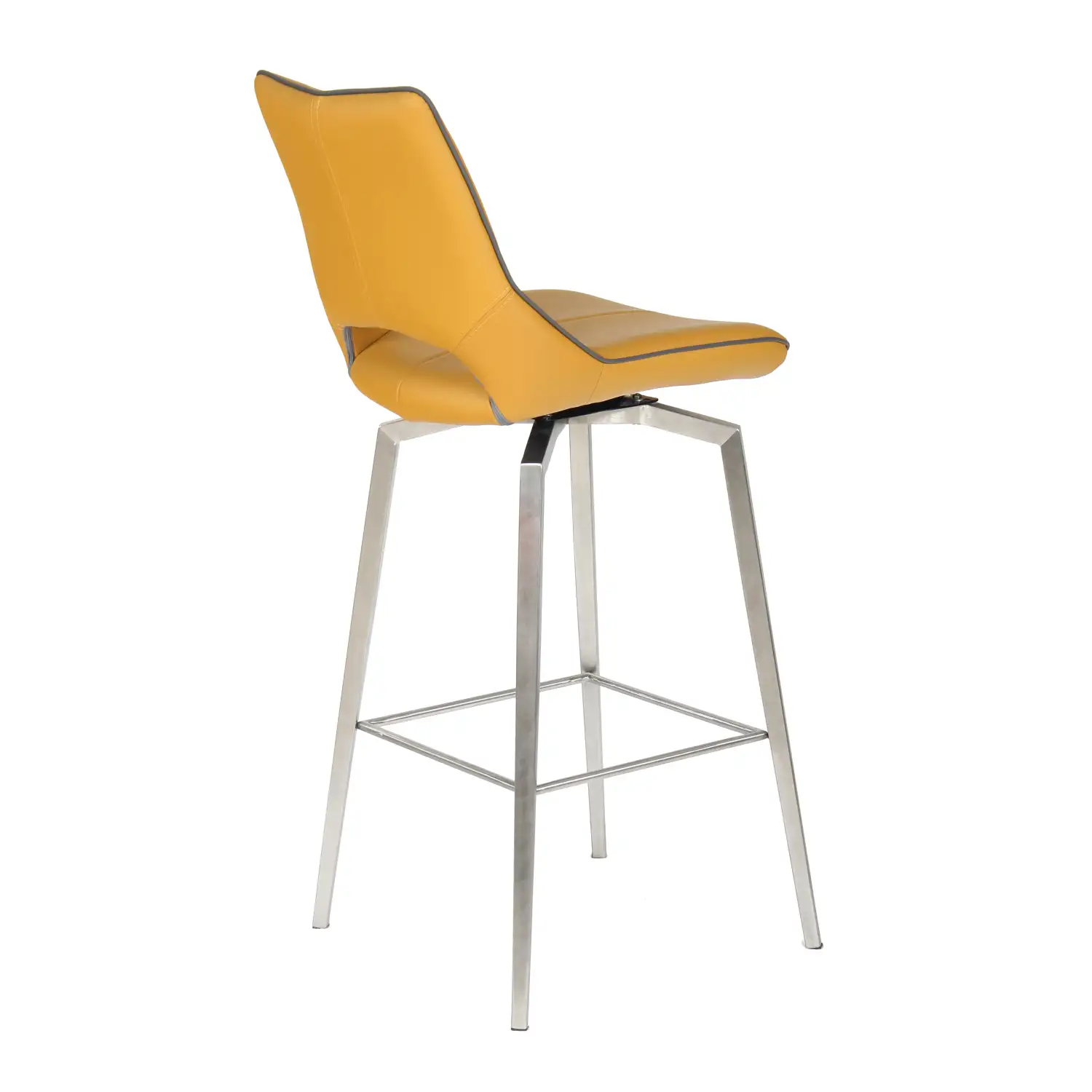Mako Swivel Leather Effect Yellow Bar Chair - Image 7