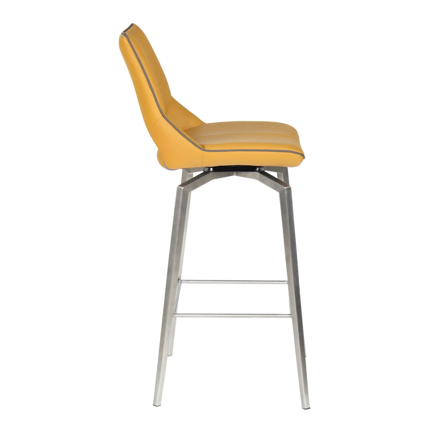 Mako Swivel Leather Effect Yellow Bar Chair - Image 8