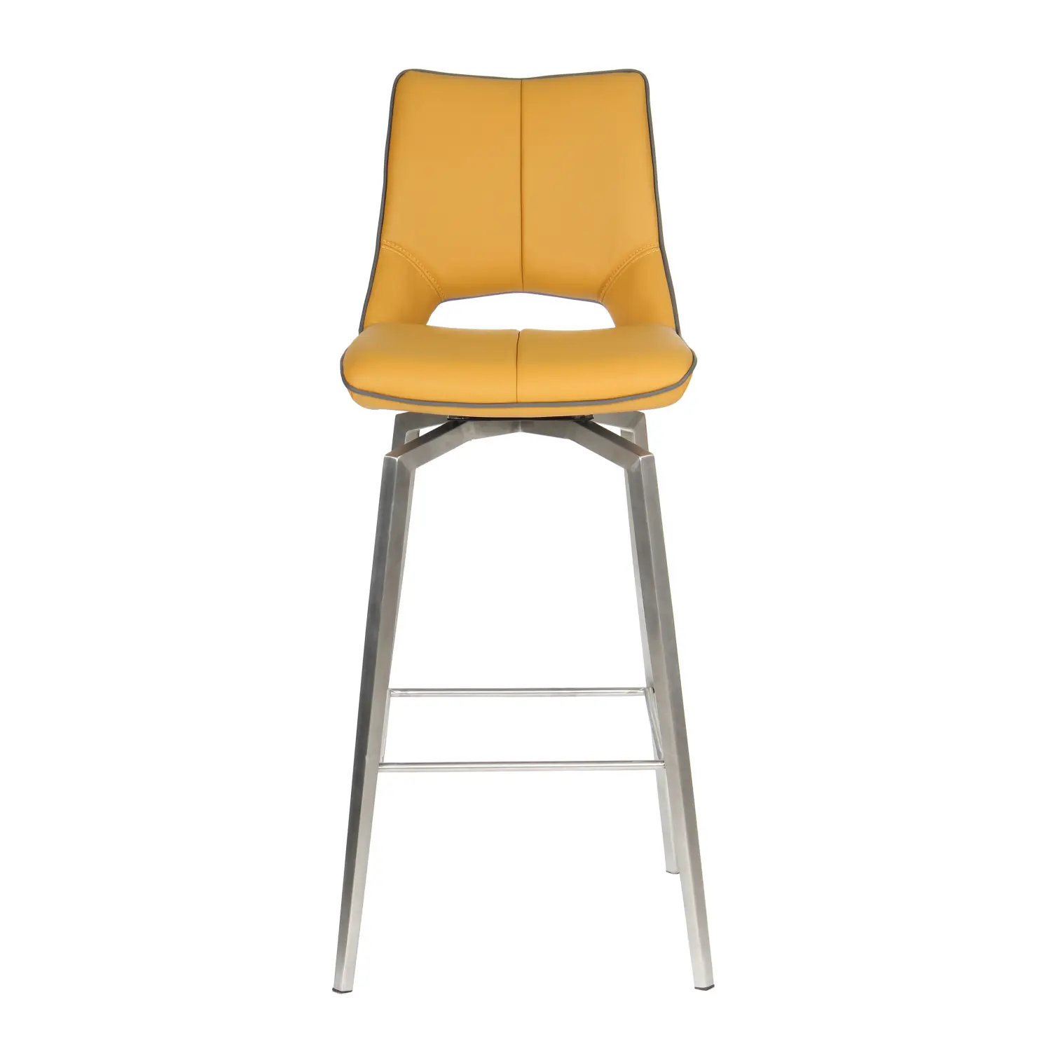 Mako Swivel Leather Effect Yellow Bar Chair - Image 9