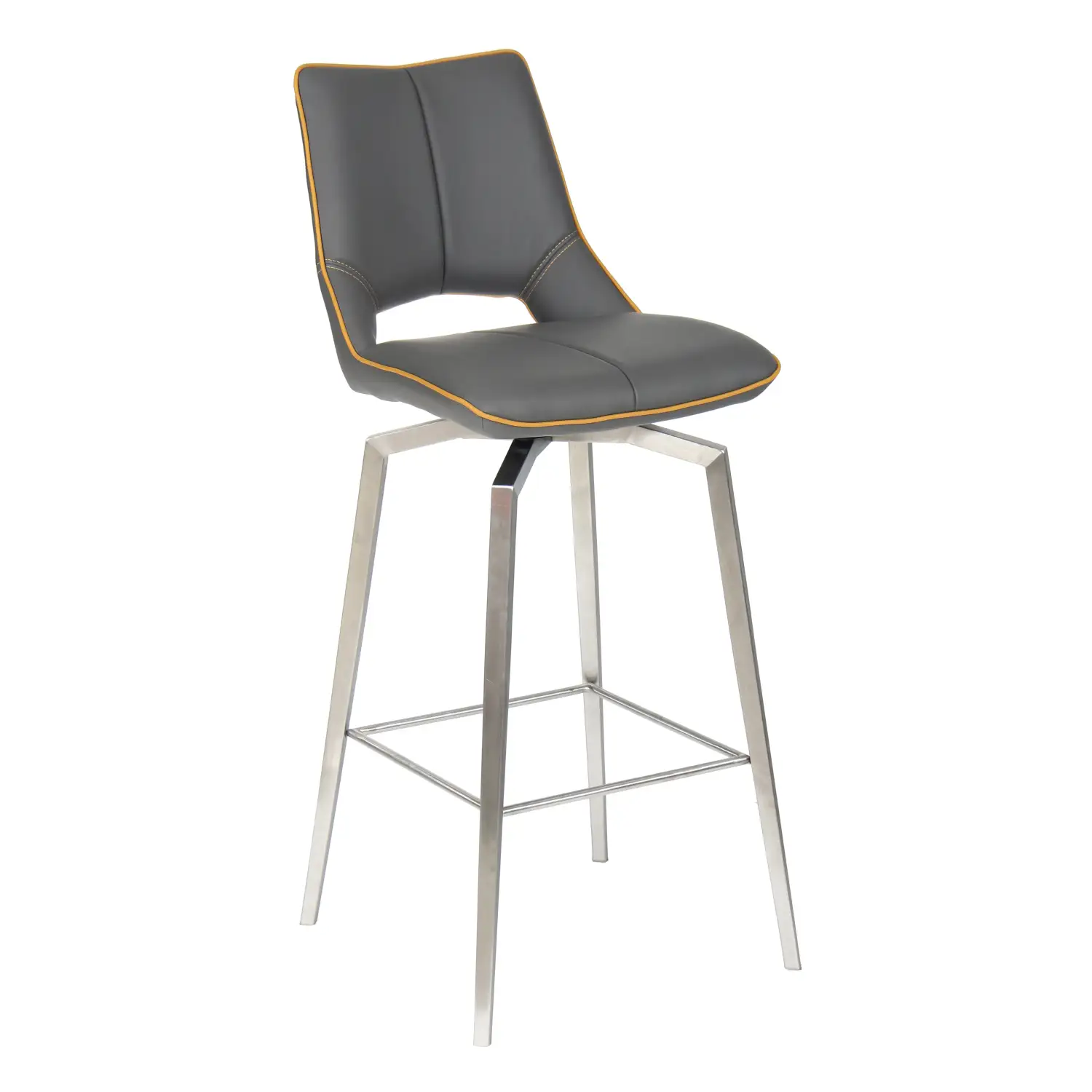 Mako Swivel Leather Effect Graphite Grey Bar Chair - Image 7