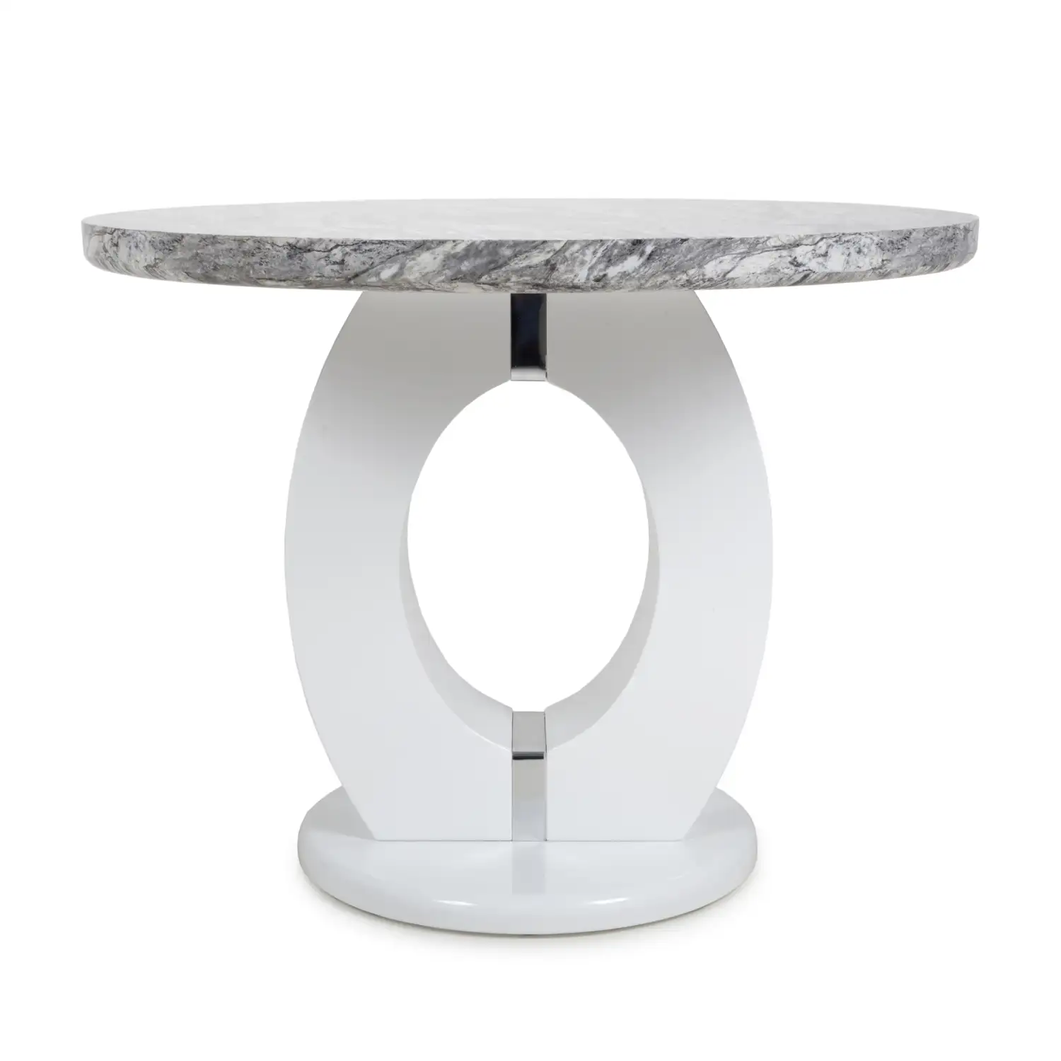 Neptune Round Marble Effect Grey/White Dining Table - Image 8