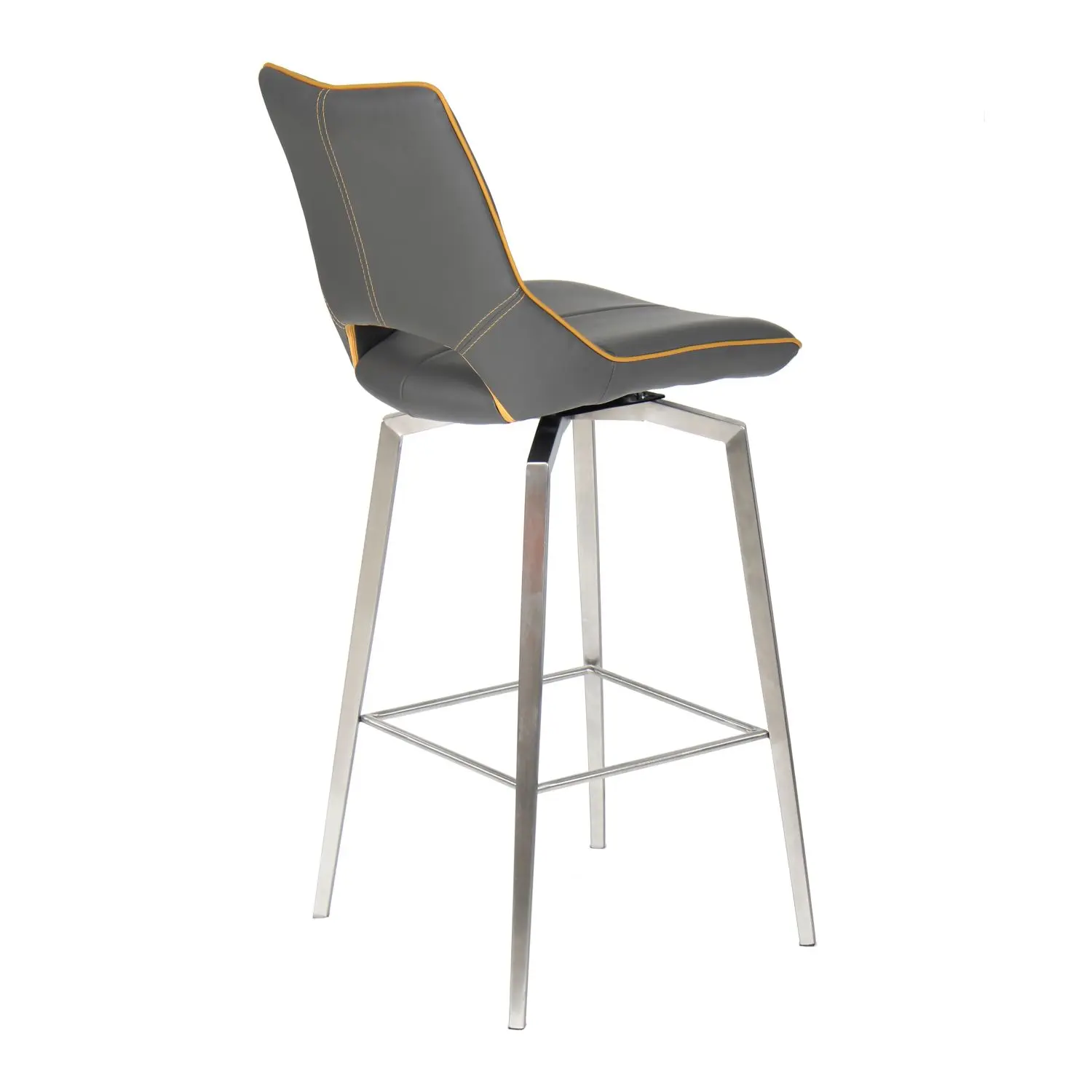 Mako Swivel Leather Effect Graphite Grey Bar Chair - Image 2