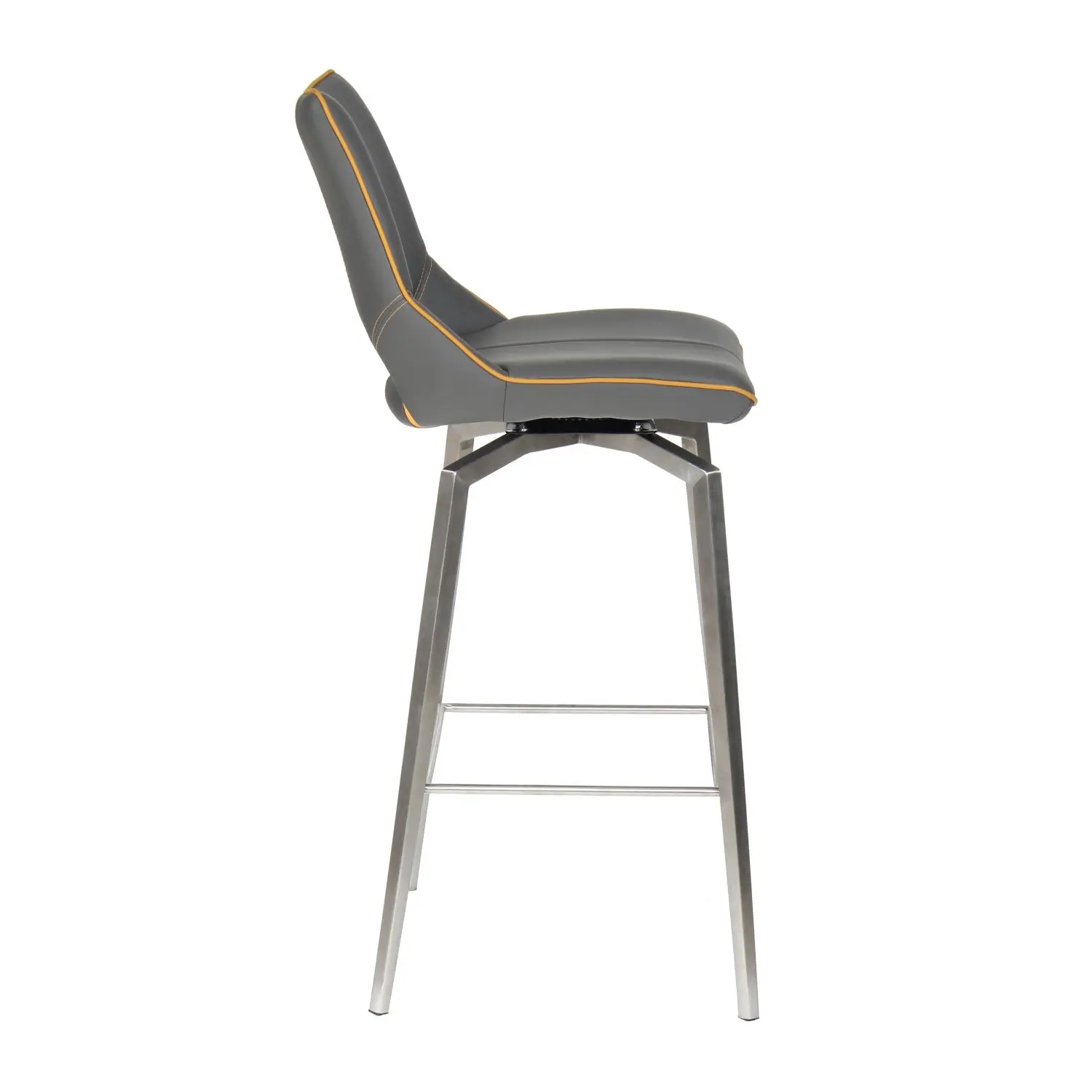 Mako Swivel Leather Effect Graphite Grey Bar Chair - Image 3