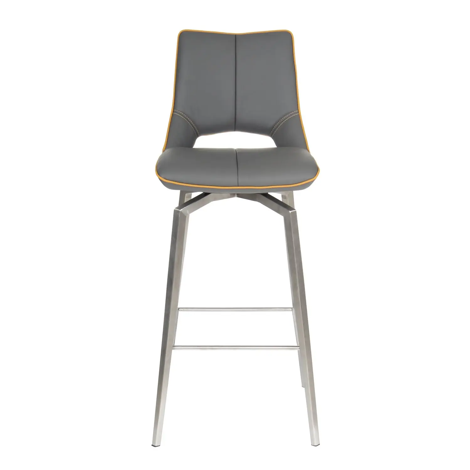 Mako Swivel Leather Effect Graphite Grey Bar Chair - Image 4