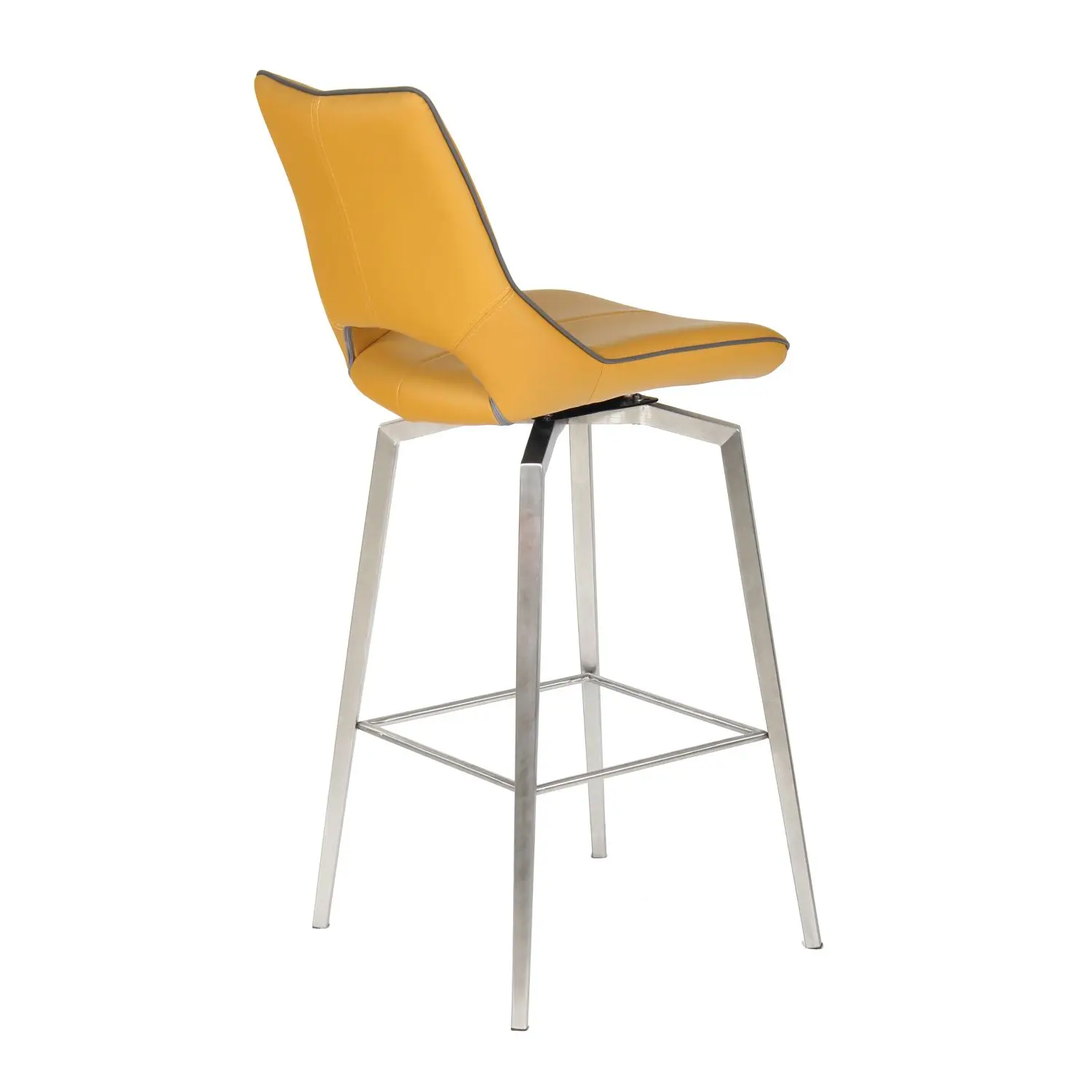 Mako Swivel Leather Effect Yellow Bar Chair - Image 2