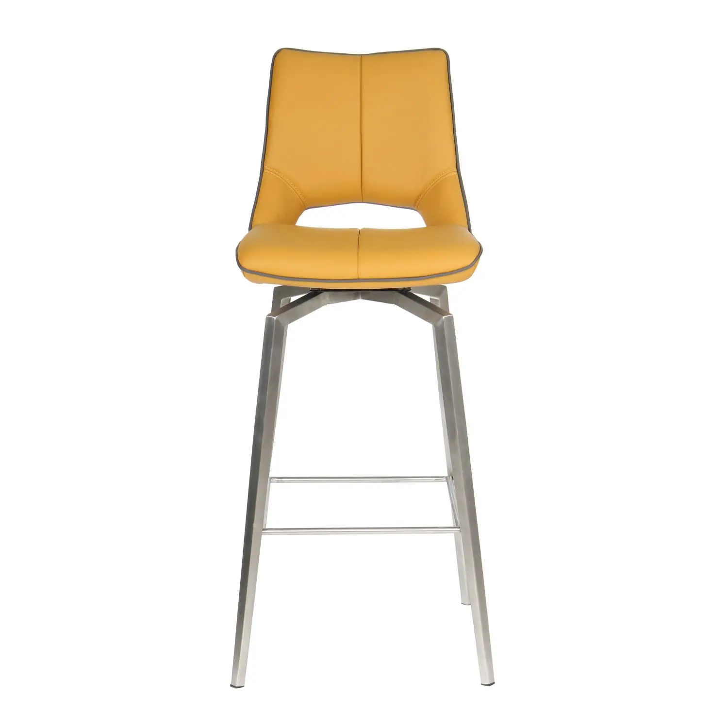 Mako Swivel Leather Effect Yellow Bar Chair - Image 4