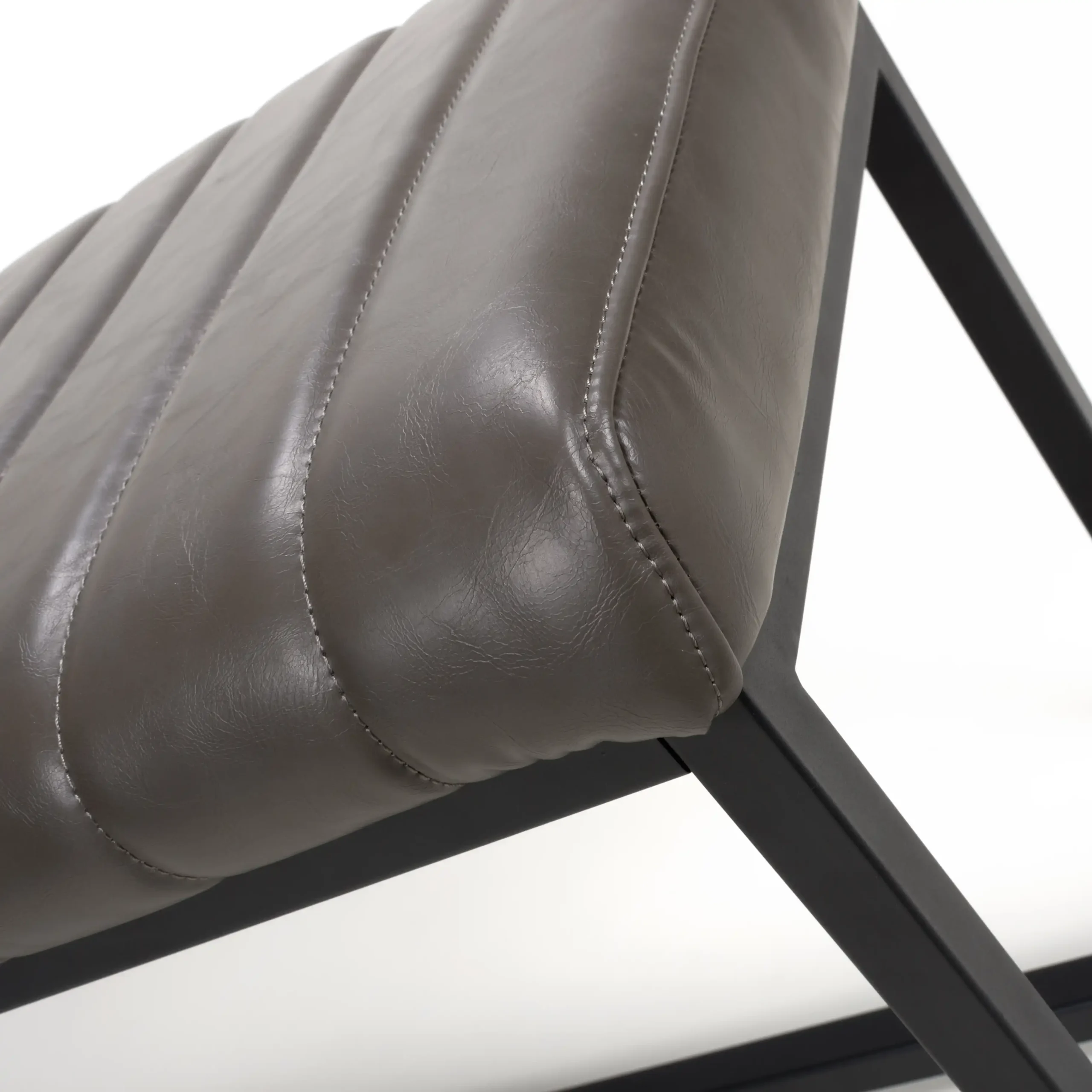 Archer Leather Effect Grey Bench - Image 6