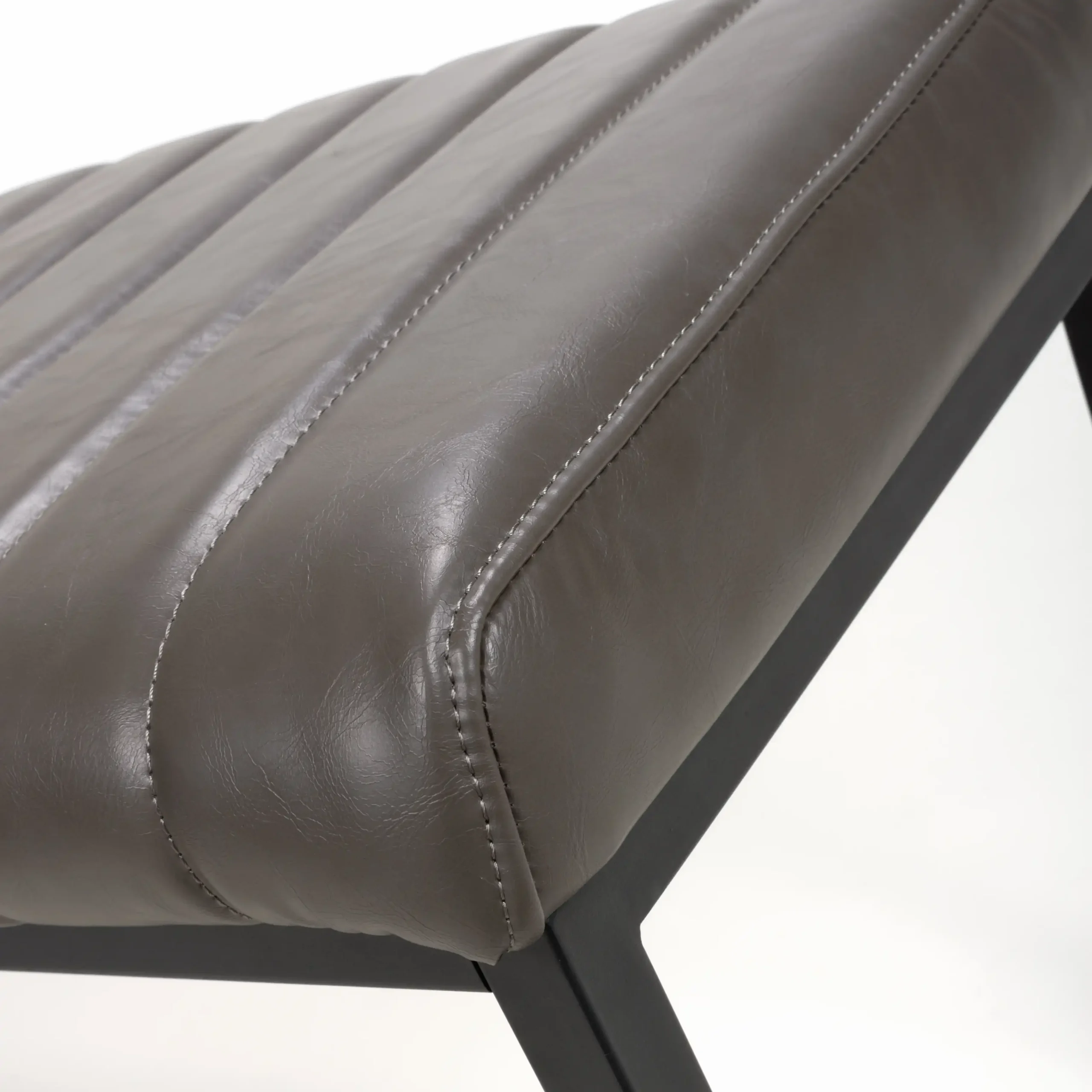 Archer Leather Effect Grey Bench - Image 7