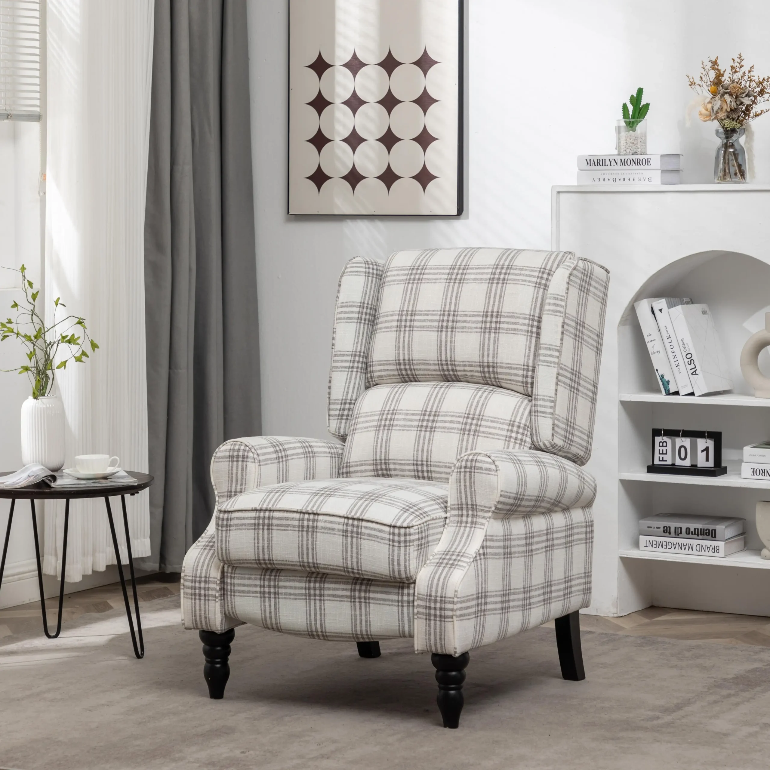 Henderson White Check Recliner - Image 2