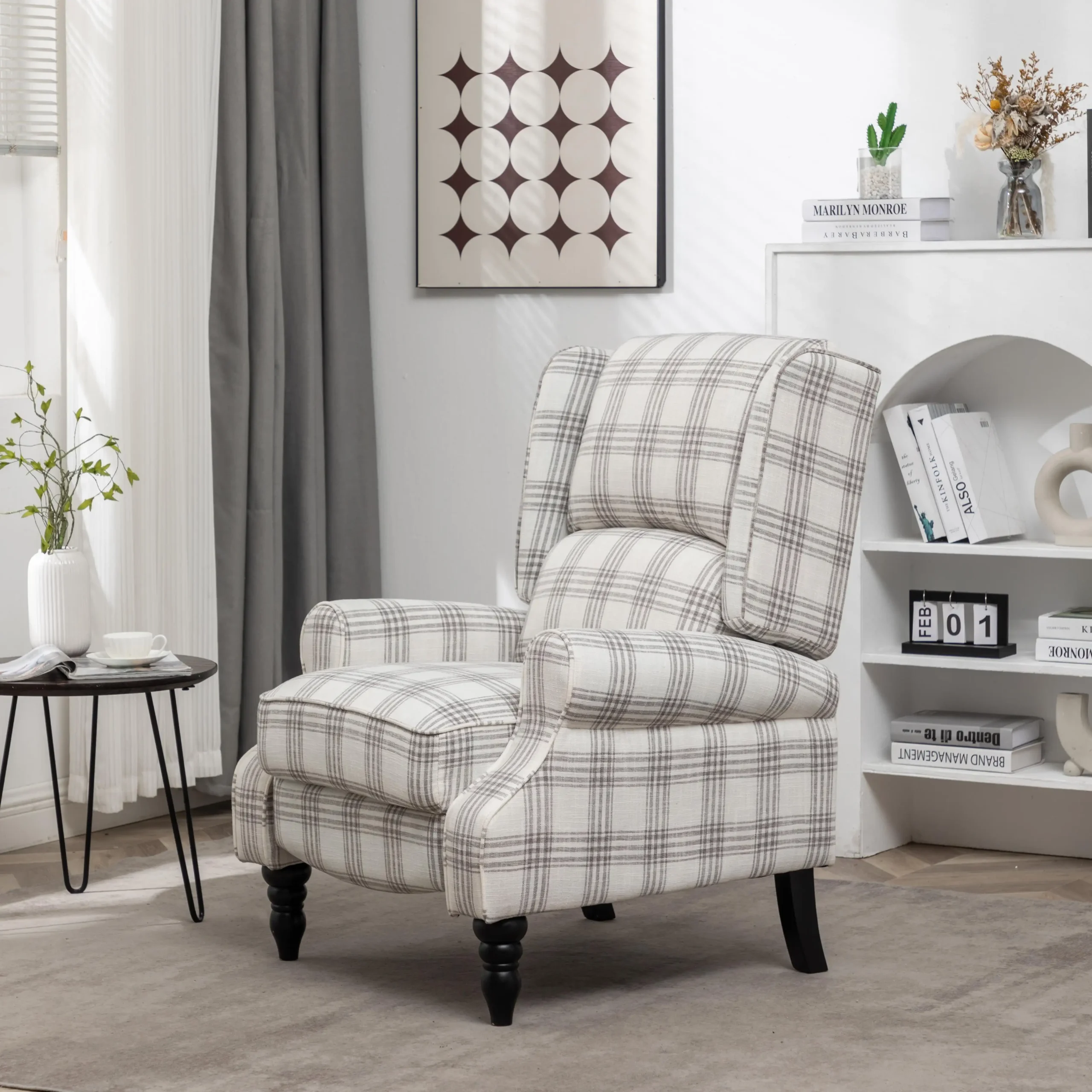 Henderson White Check Recliner - Image 3