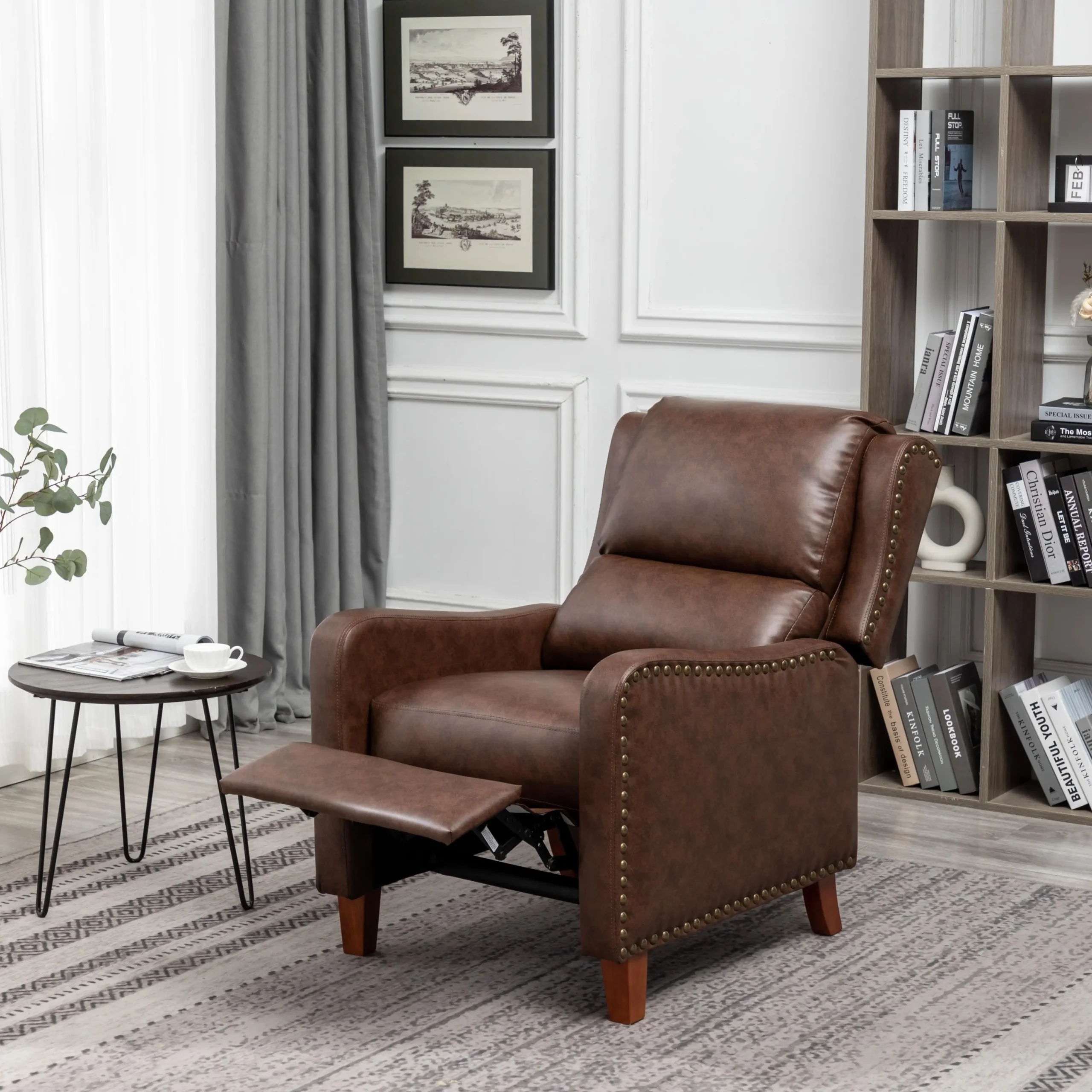Portland Brown Leather Effect Recliner - Image 3