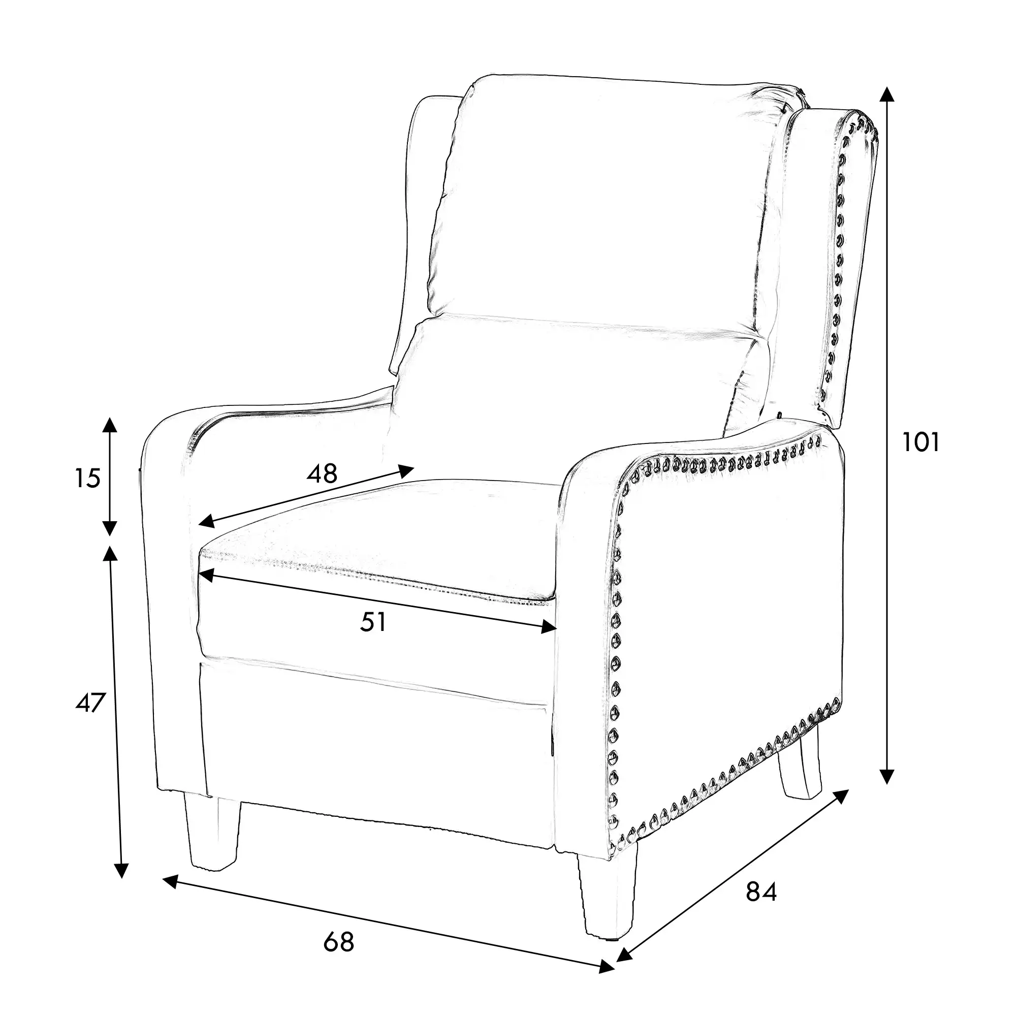 Portland Brown Leather Effect Recliner - Image 4