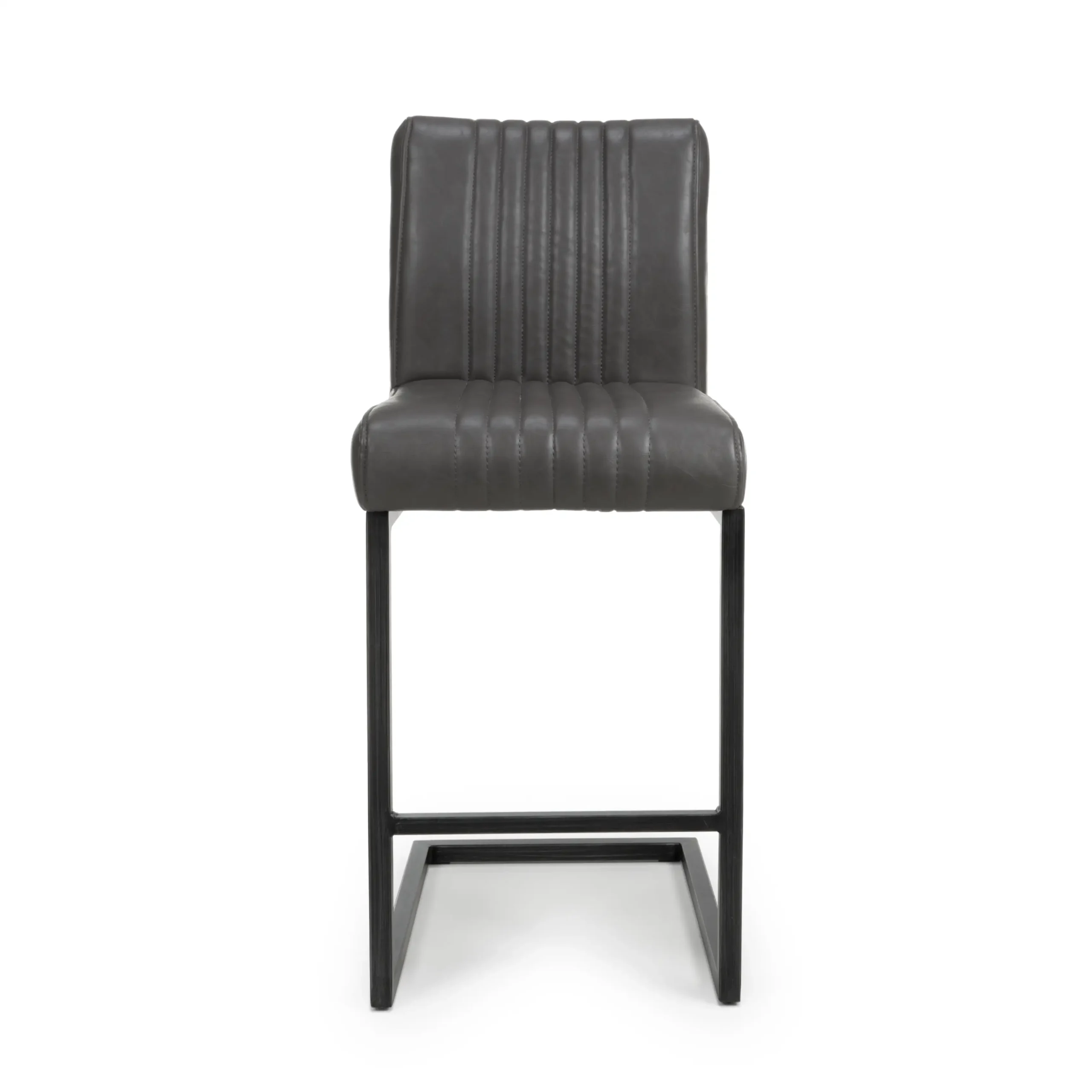 Archer Cantilever Leather Effect Grey Bar Chair - Image 4