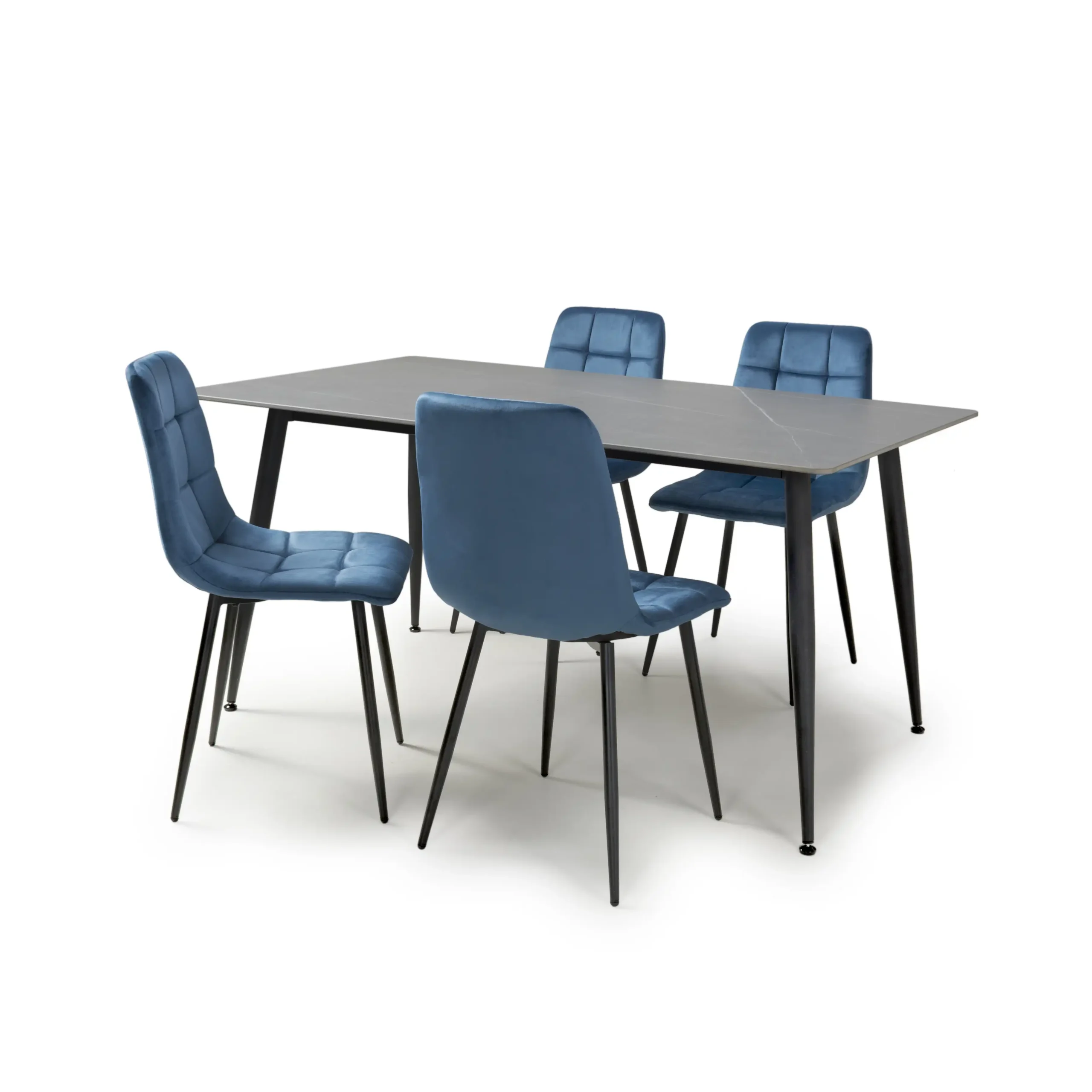 Monaco 1.6m Grey & 4 Madison Blue Dining Set