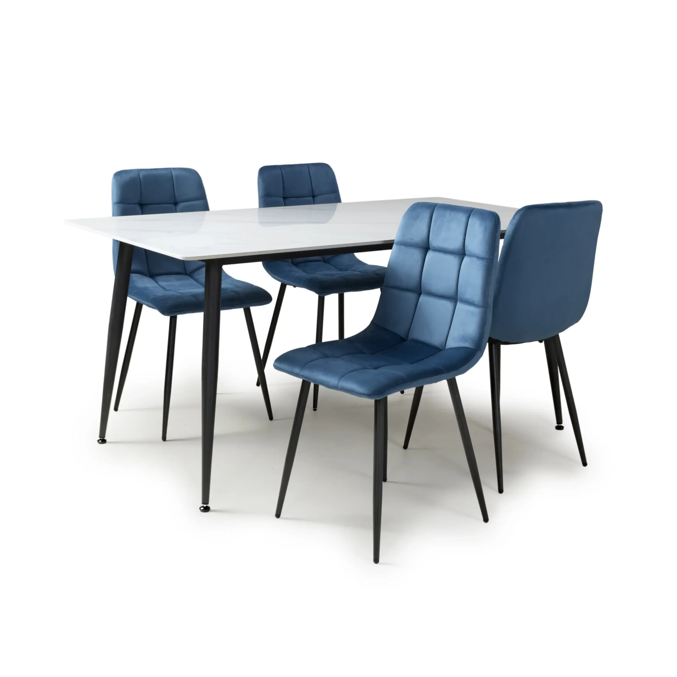 Monaco 1.6m White & 4 Madison Blue Dining Set