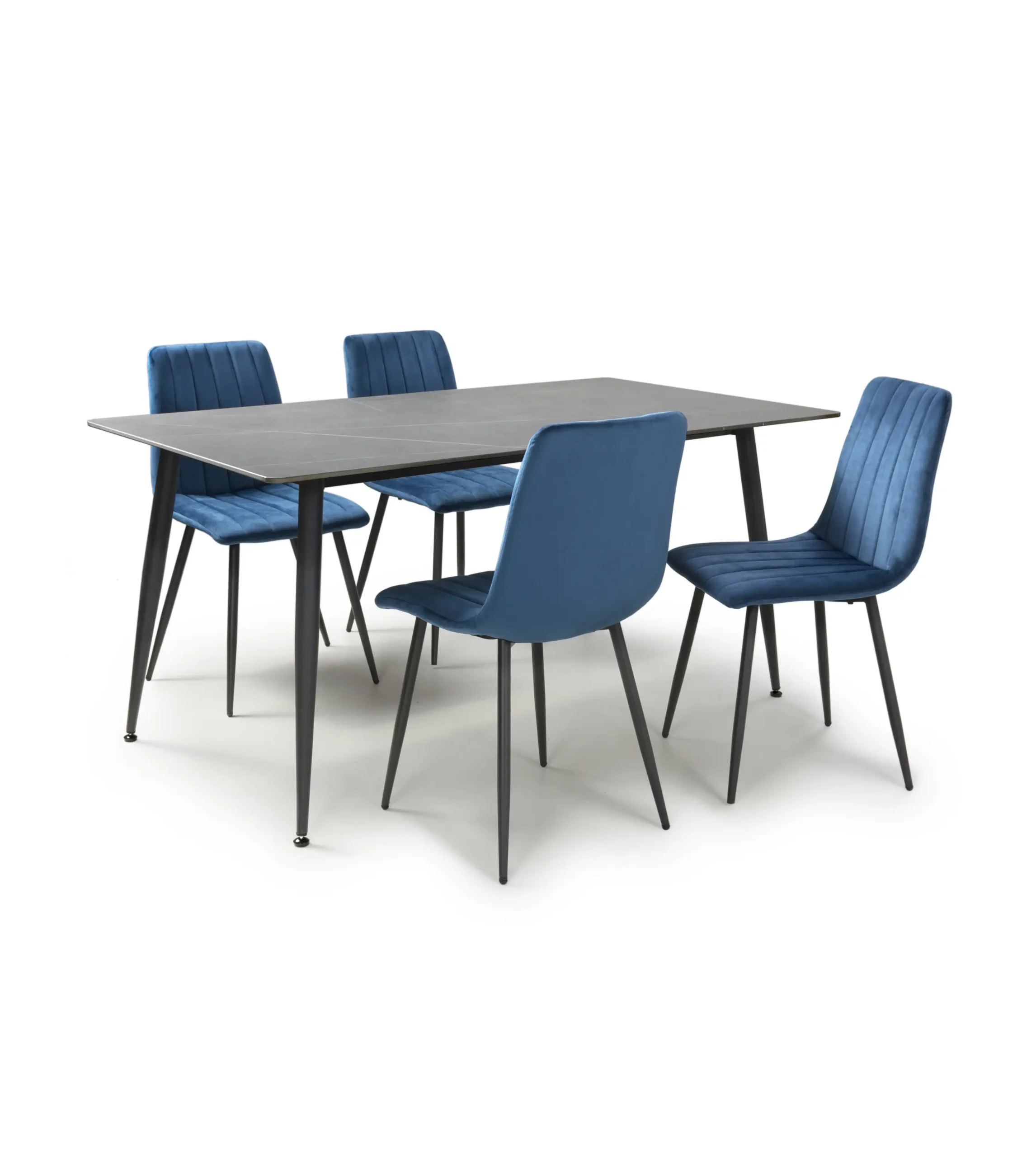 Monaco 1.6m Grey & 4 Lisbon Blue Dining Set