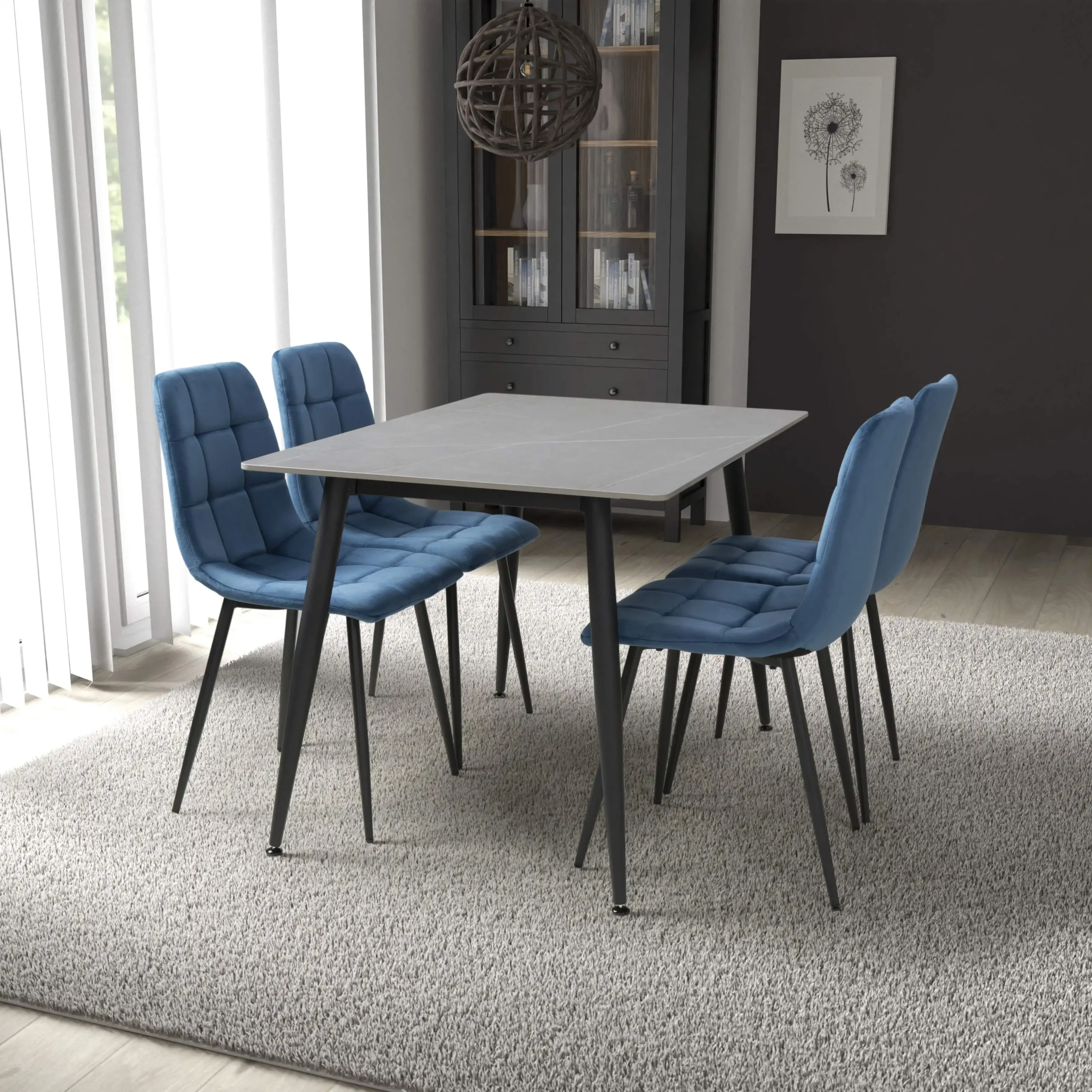 Monaco 1.2m Grey & 4 Madison Blue Dining Set - Image 2