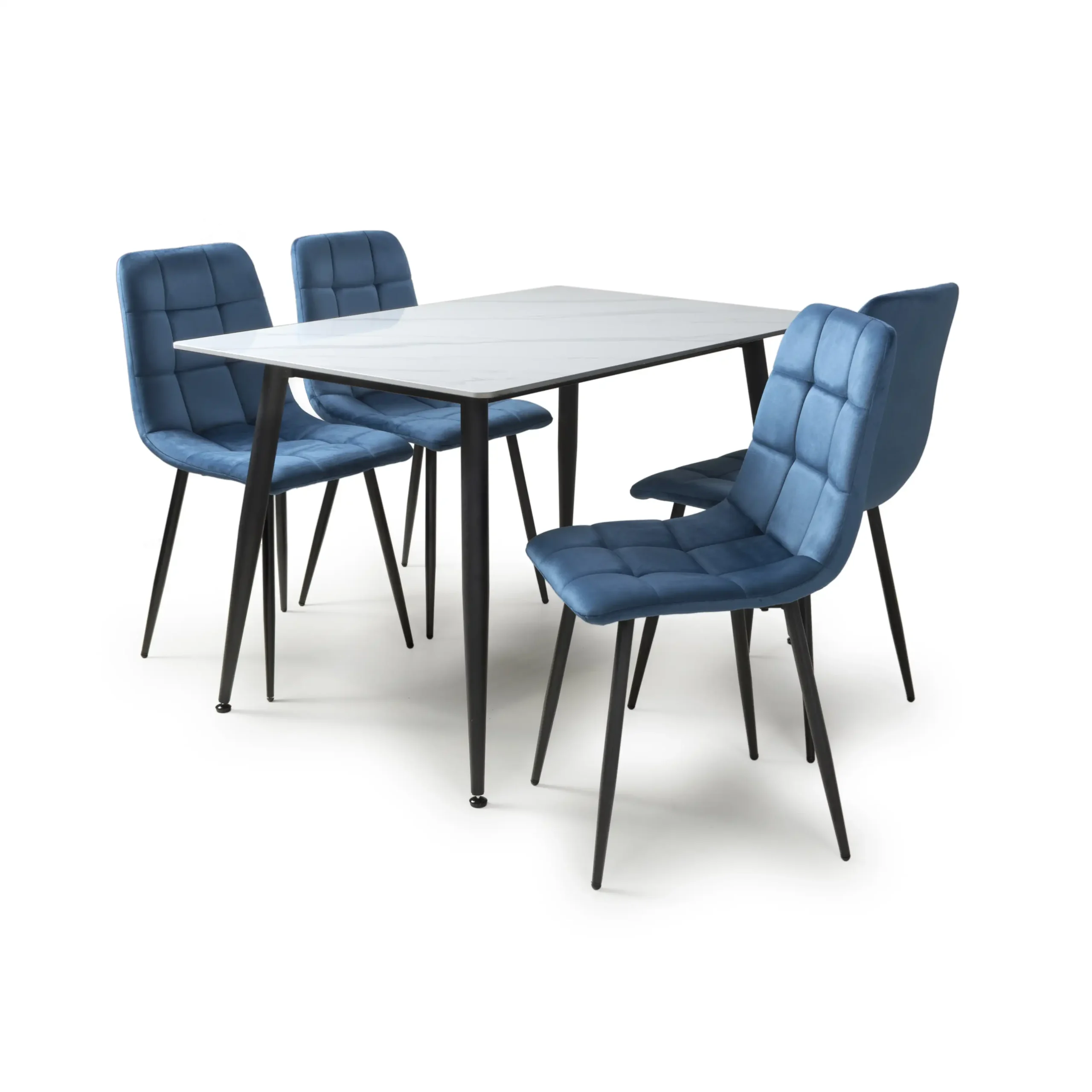 Monaco 1.2m White & 4 Madison Blue Dining Set