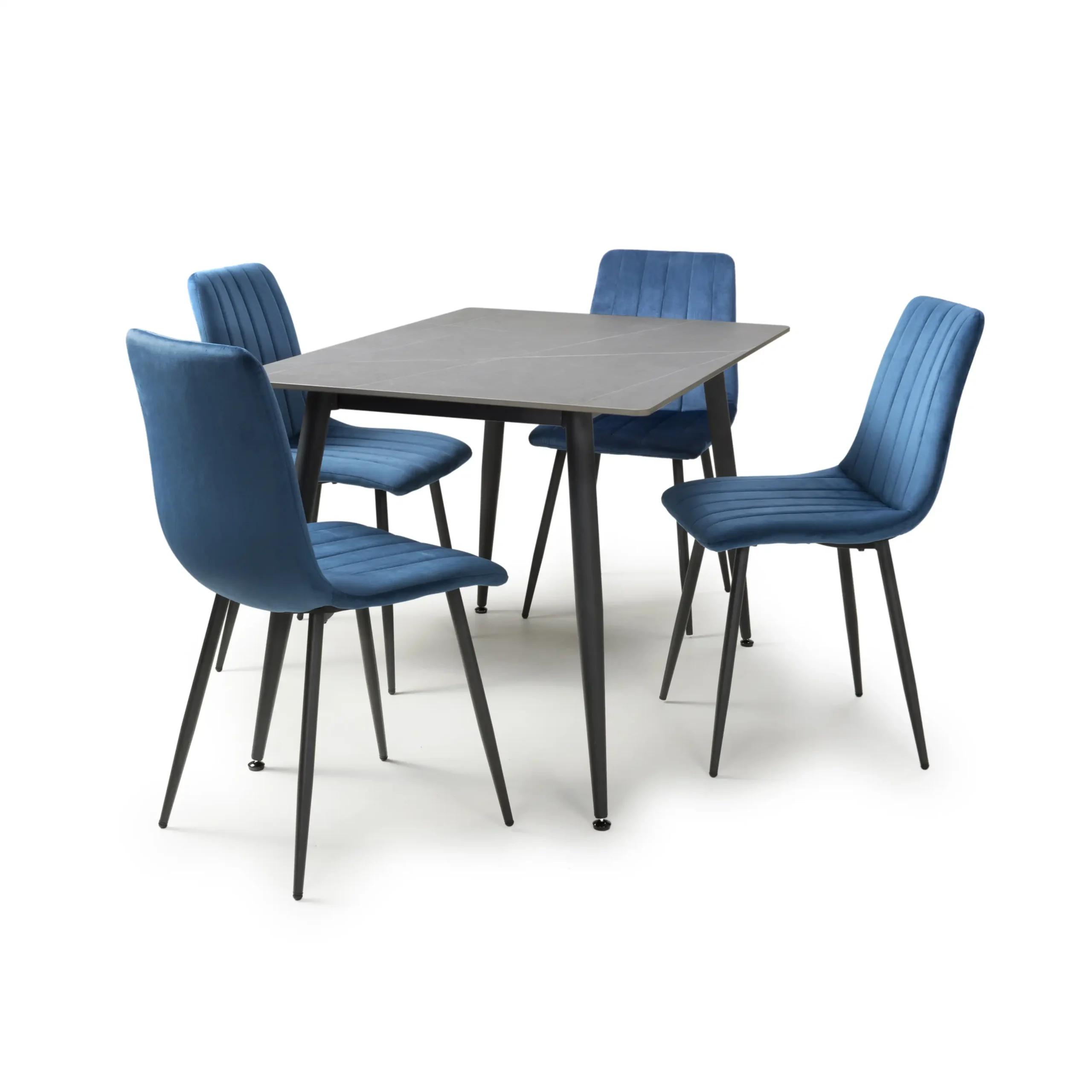 Monaco 1.2m Grey & 4 Lisbon Blue Dining Set
