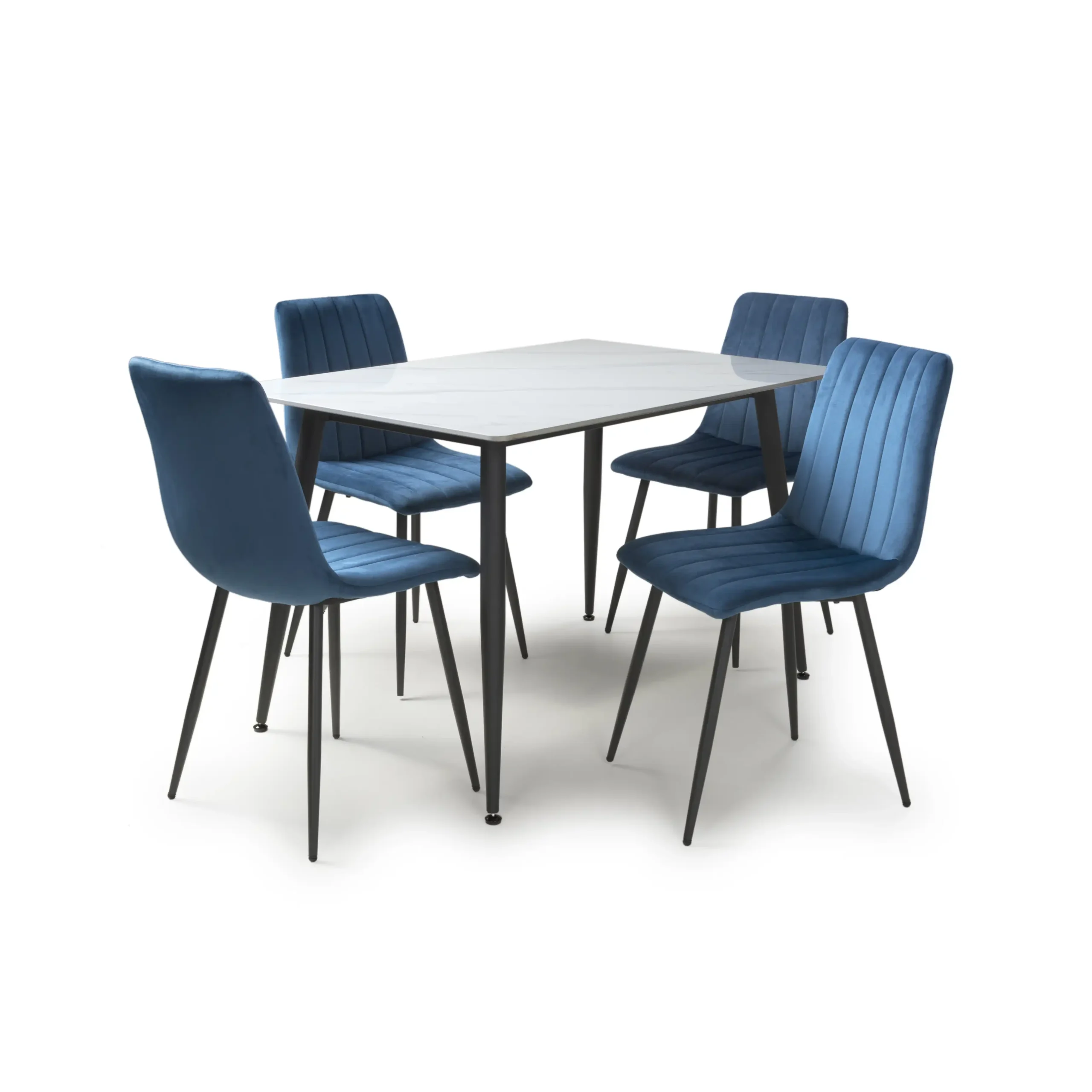 Monaco 1.2m White & 4 Lisbon Blue Dining Set