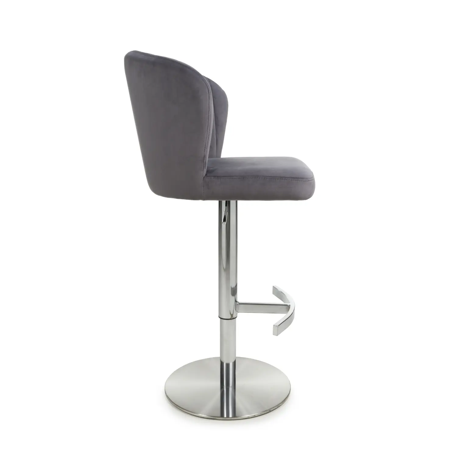 Sigma Brushed Velvet Grey Bar Stool - Image 3