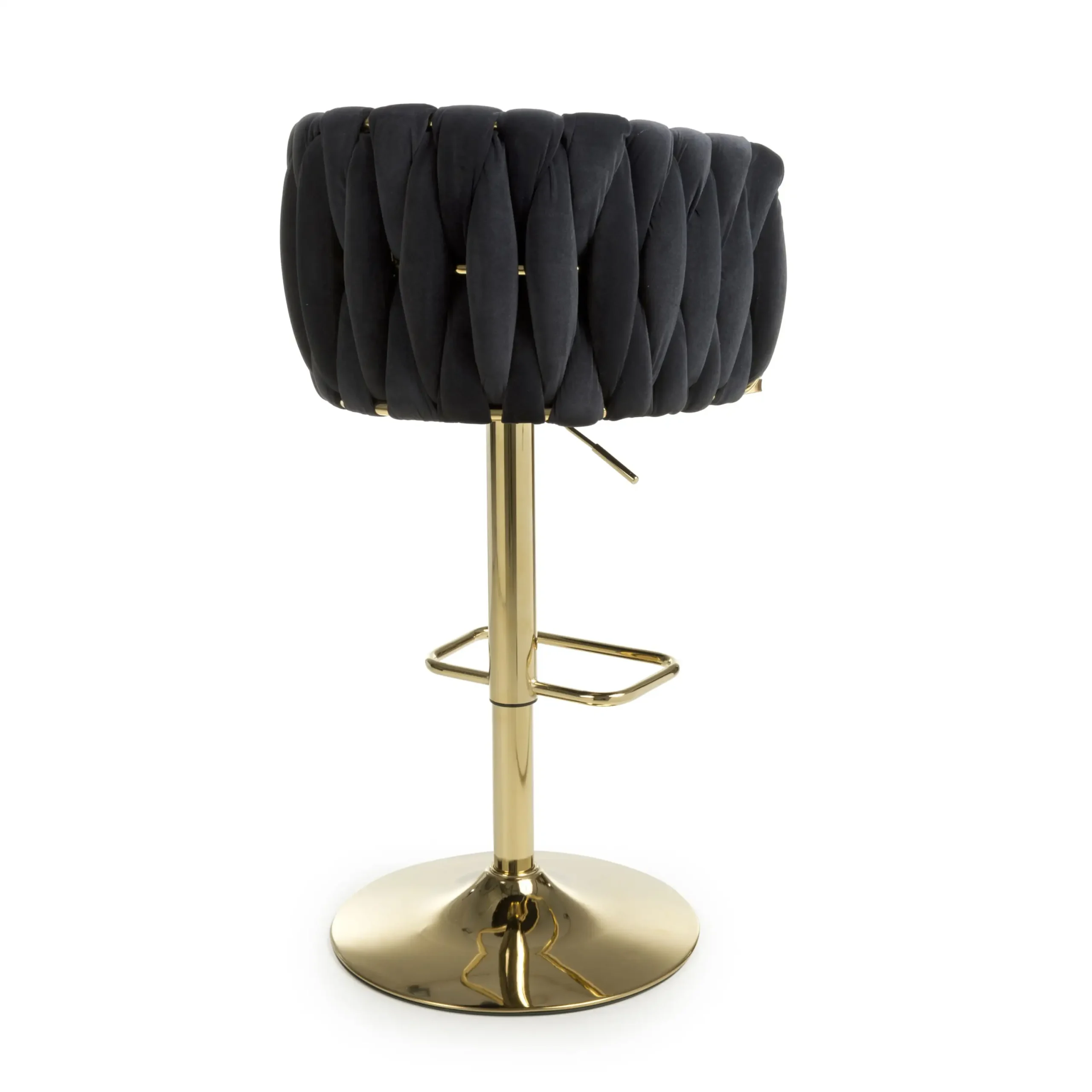 Bellaire Brushed Velvet Black Bar Stool - Image 2