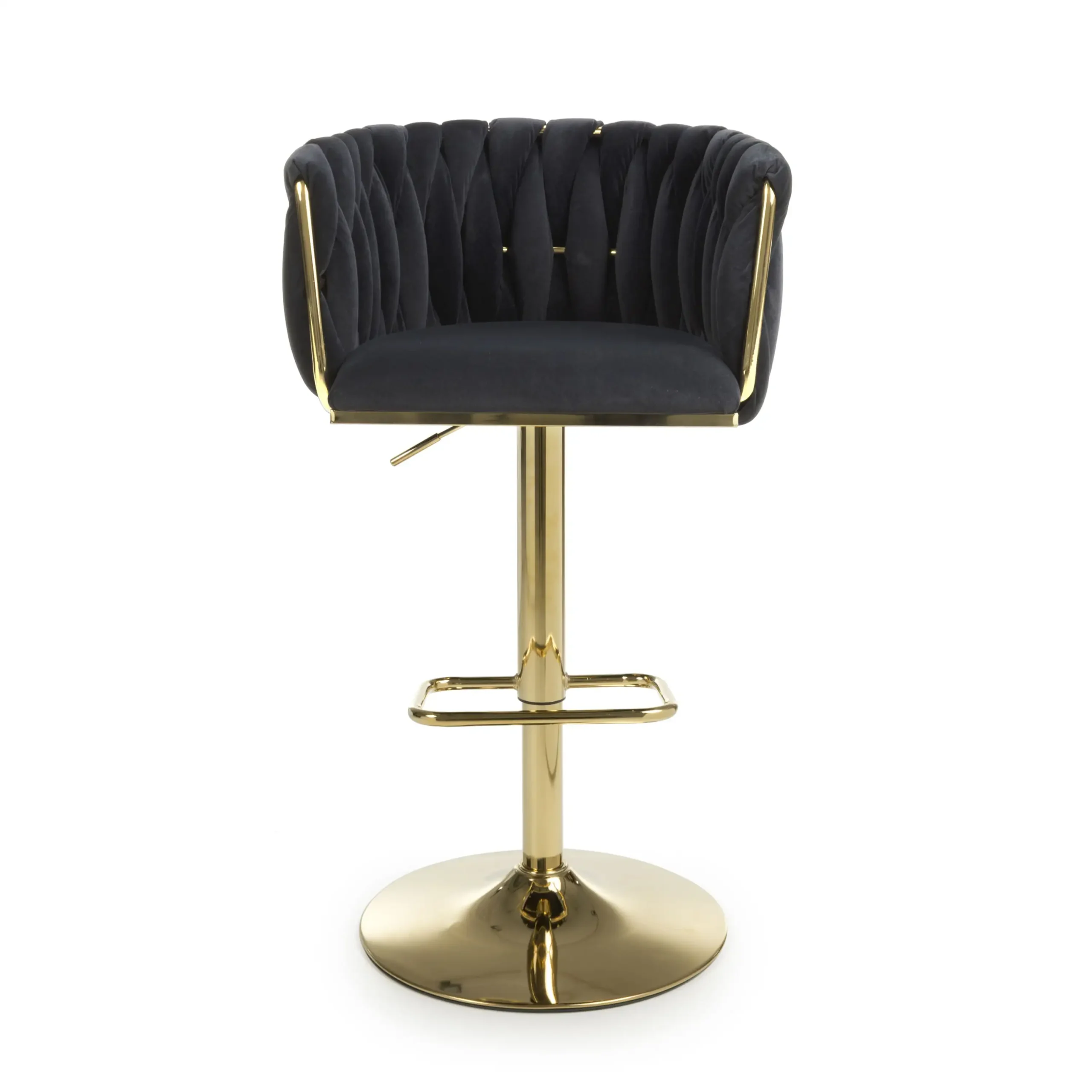 Bellaire Brushed Velvet Black Bar Stool - Image 4