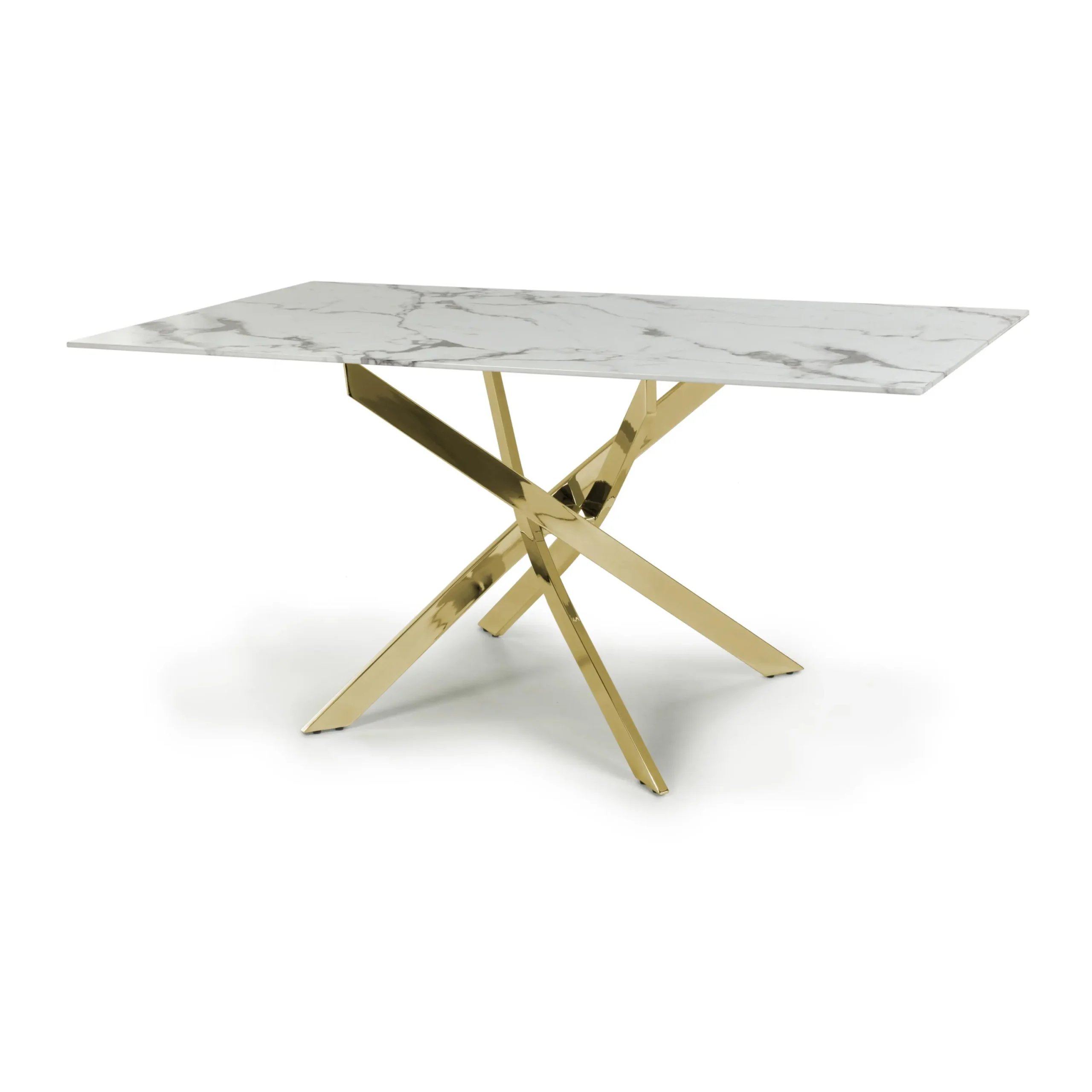 Astoria Medium 1.6m White/Gold Dining Table
