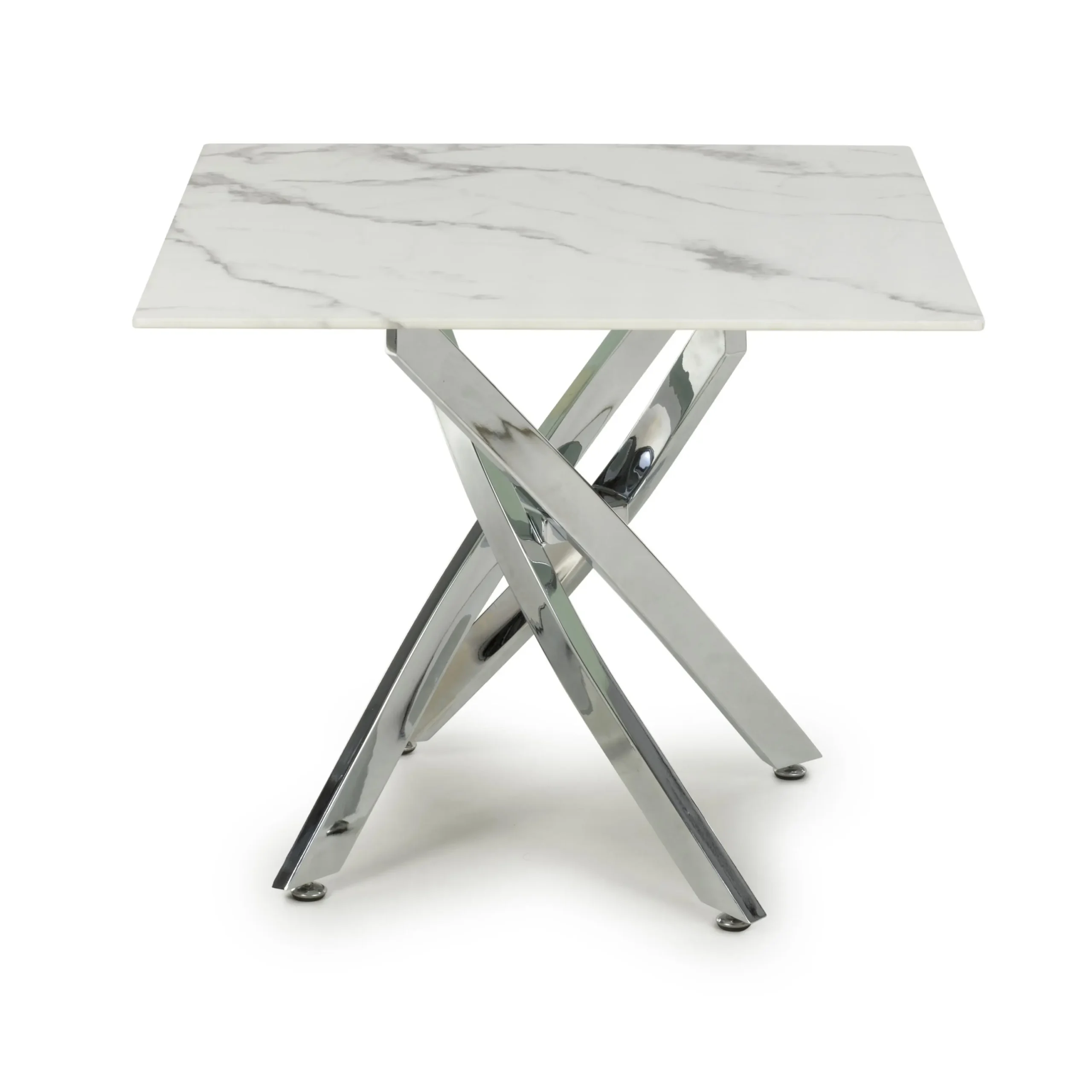 Astoria Square White/Chrome End Table - Image 2