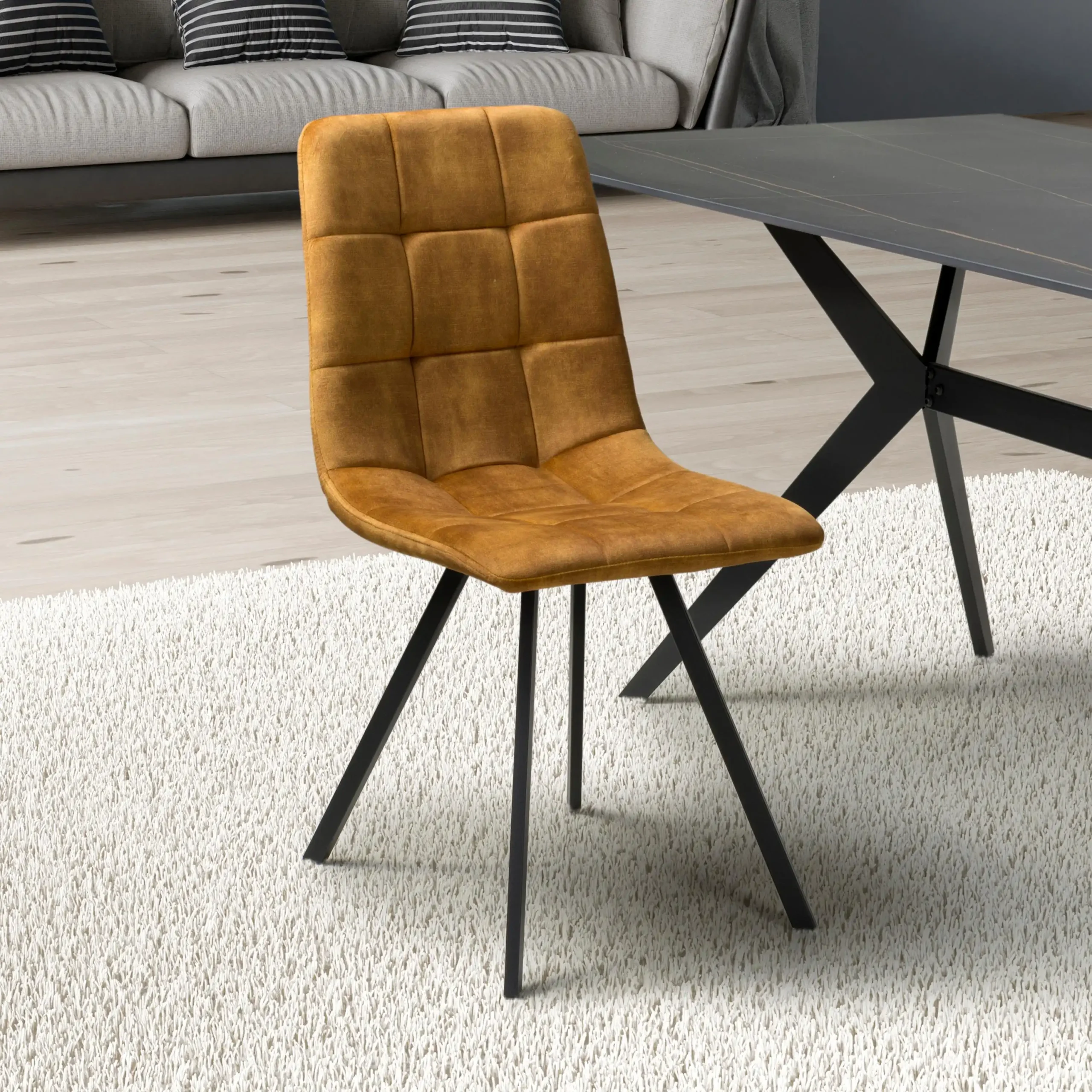 Cadiz Brushed Velvet Bronze Dining Chair - Image 10