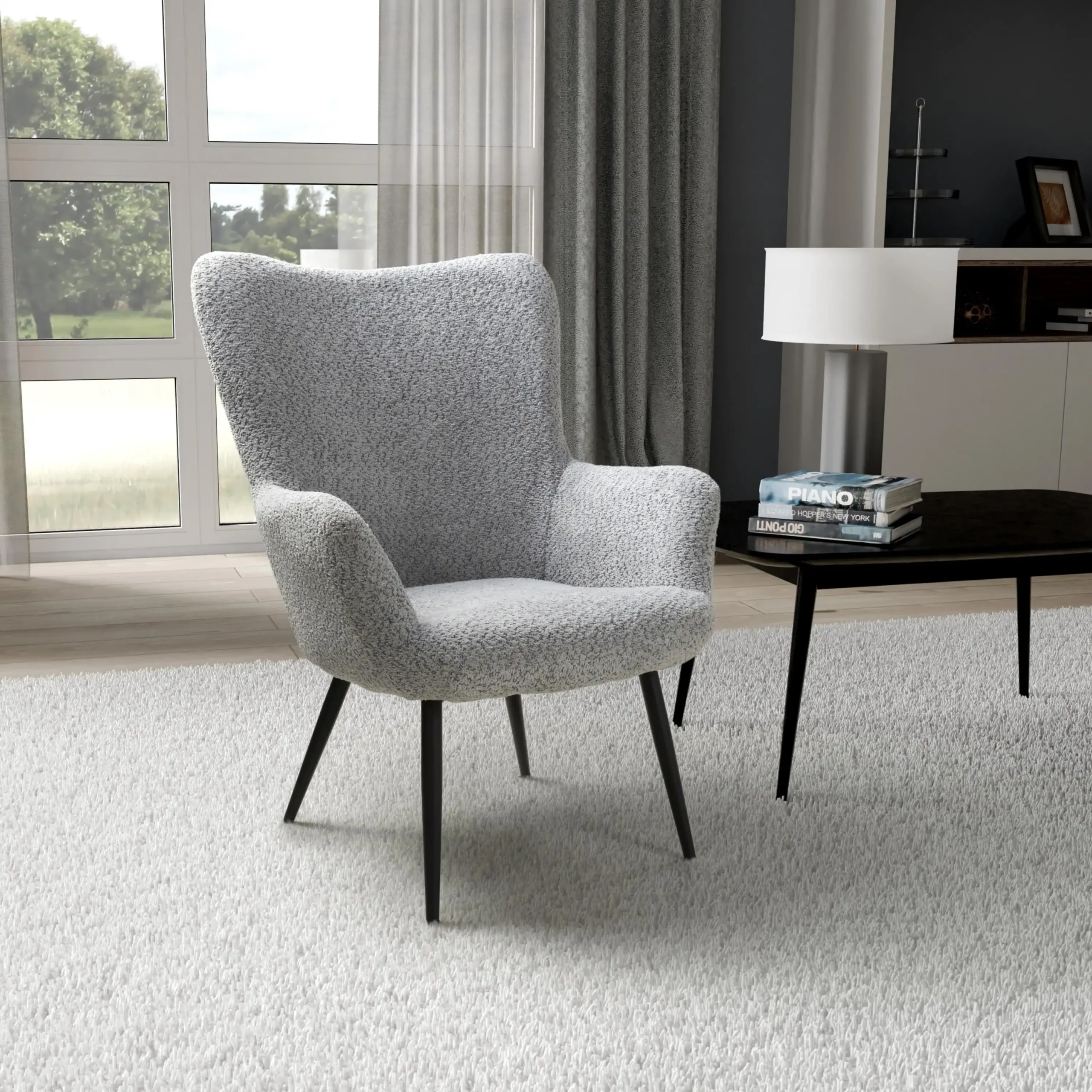Bordeaux Textured Chenille Effect Grey Armchair - Image 8