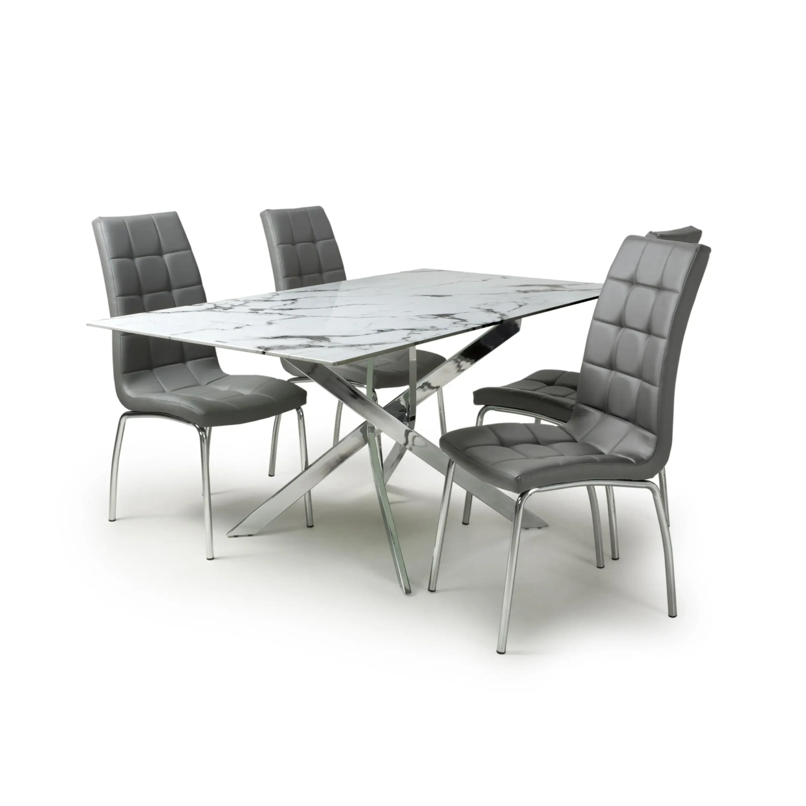Astoria 1.6m White & 4 Jenner Grey with Silver legs Dining Set