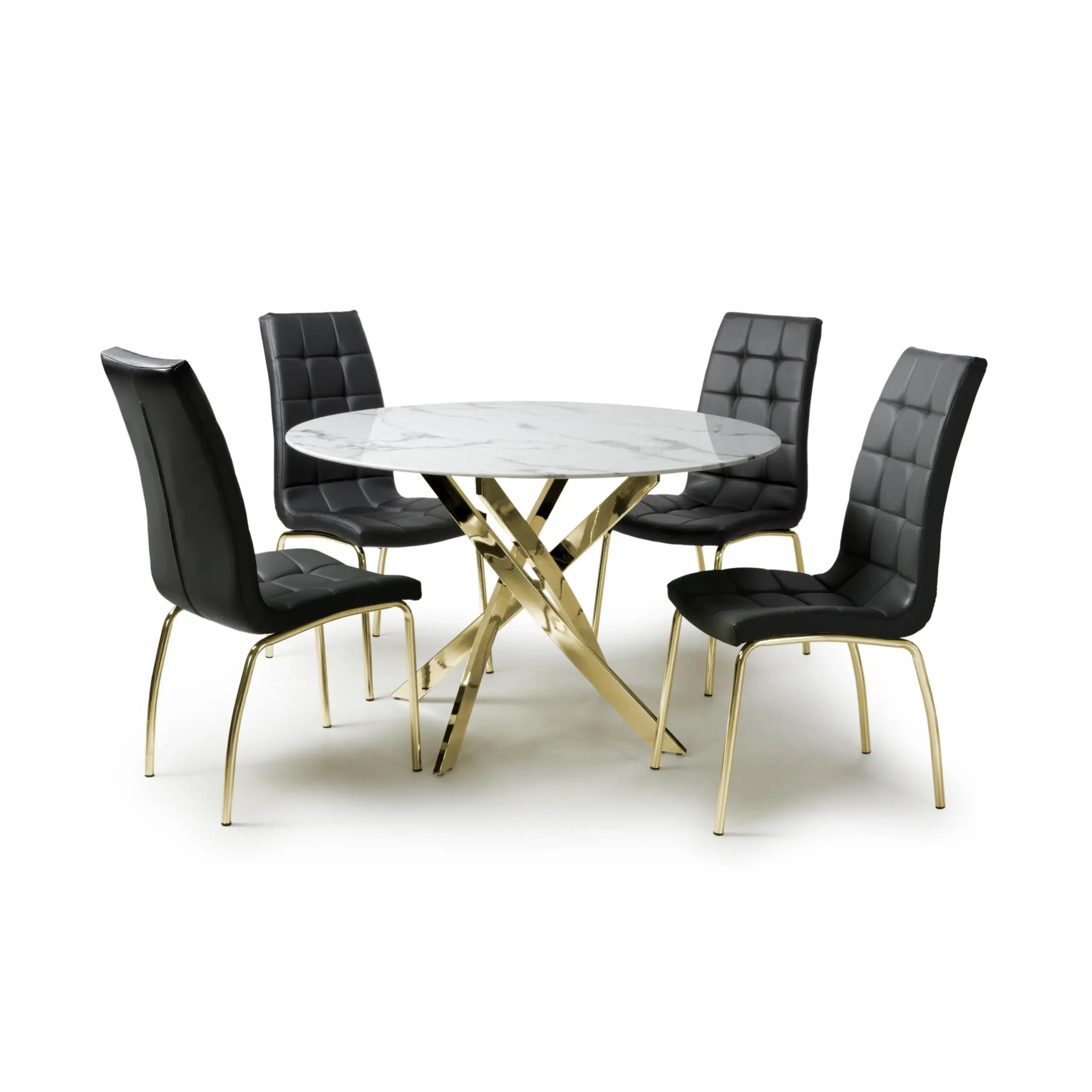 Astoria Round White & 4 Jenner Black with Gold legs Dining Set