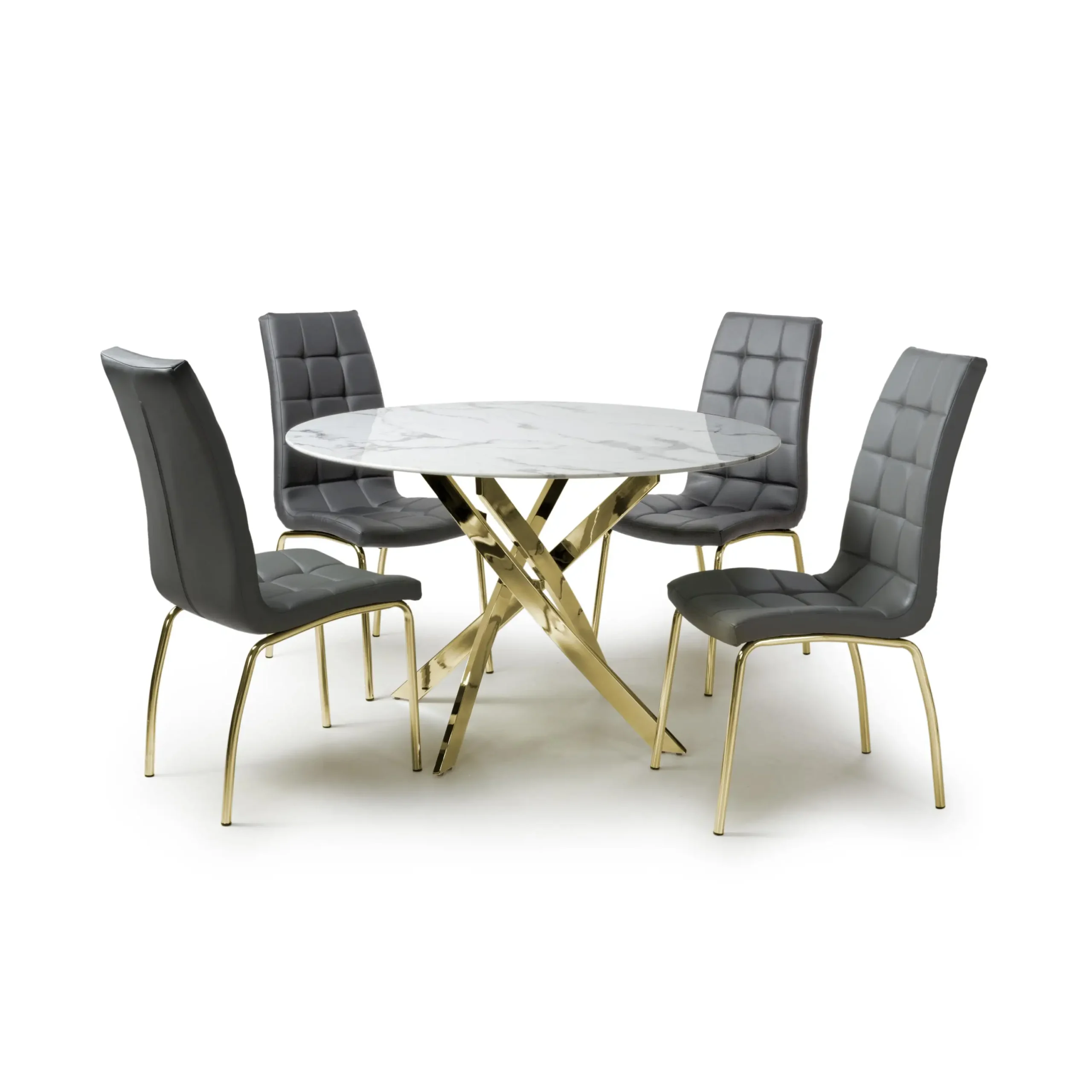 Astoria Round White & 4 Jenner Grey with Gold legs Dining Set