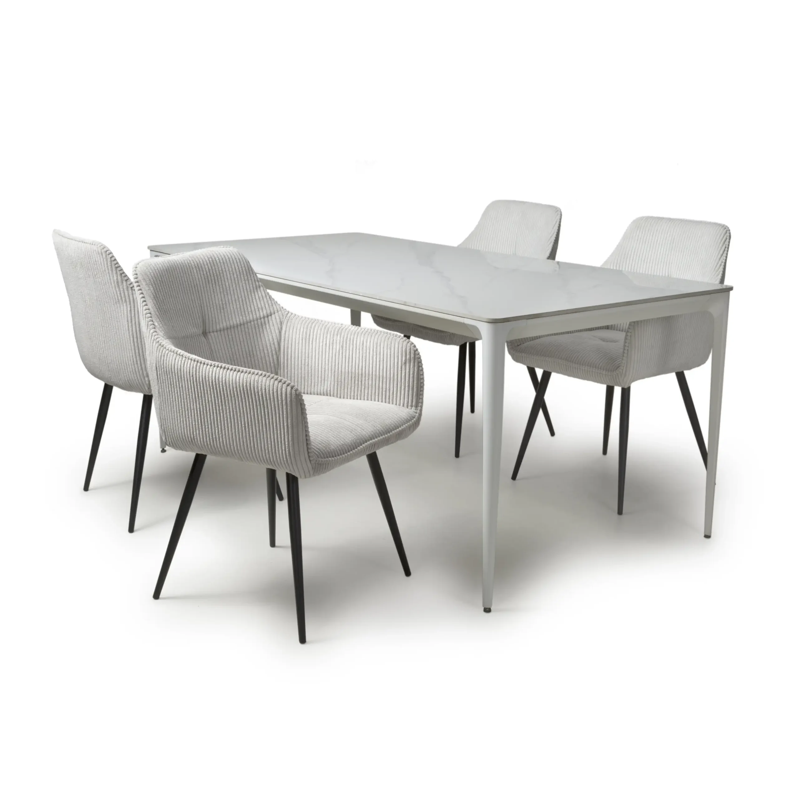 Montreal 1.6m & 4 Denver White Dining Set