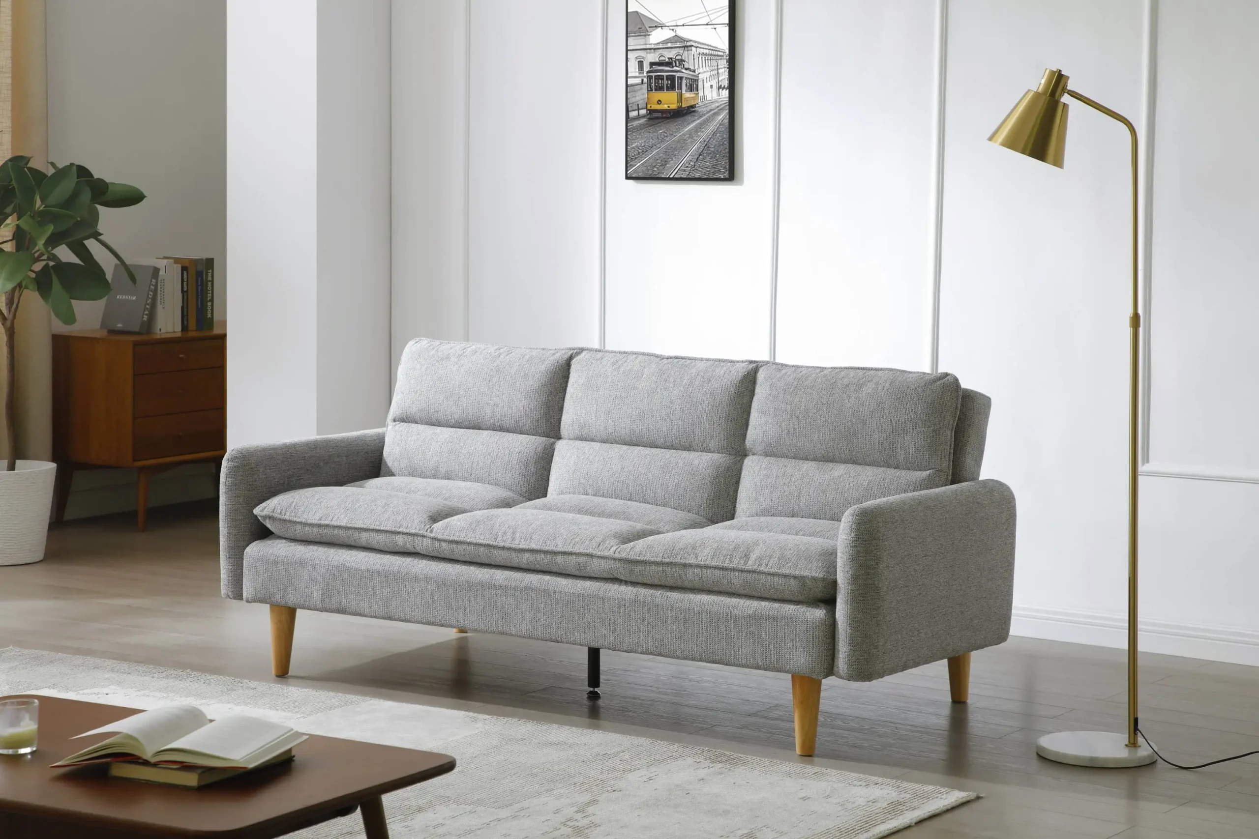 Cosy Rest Chenille Effect Light Grey Sofa Bed - Image 7