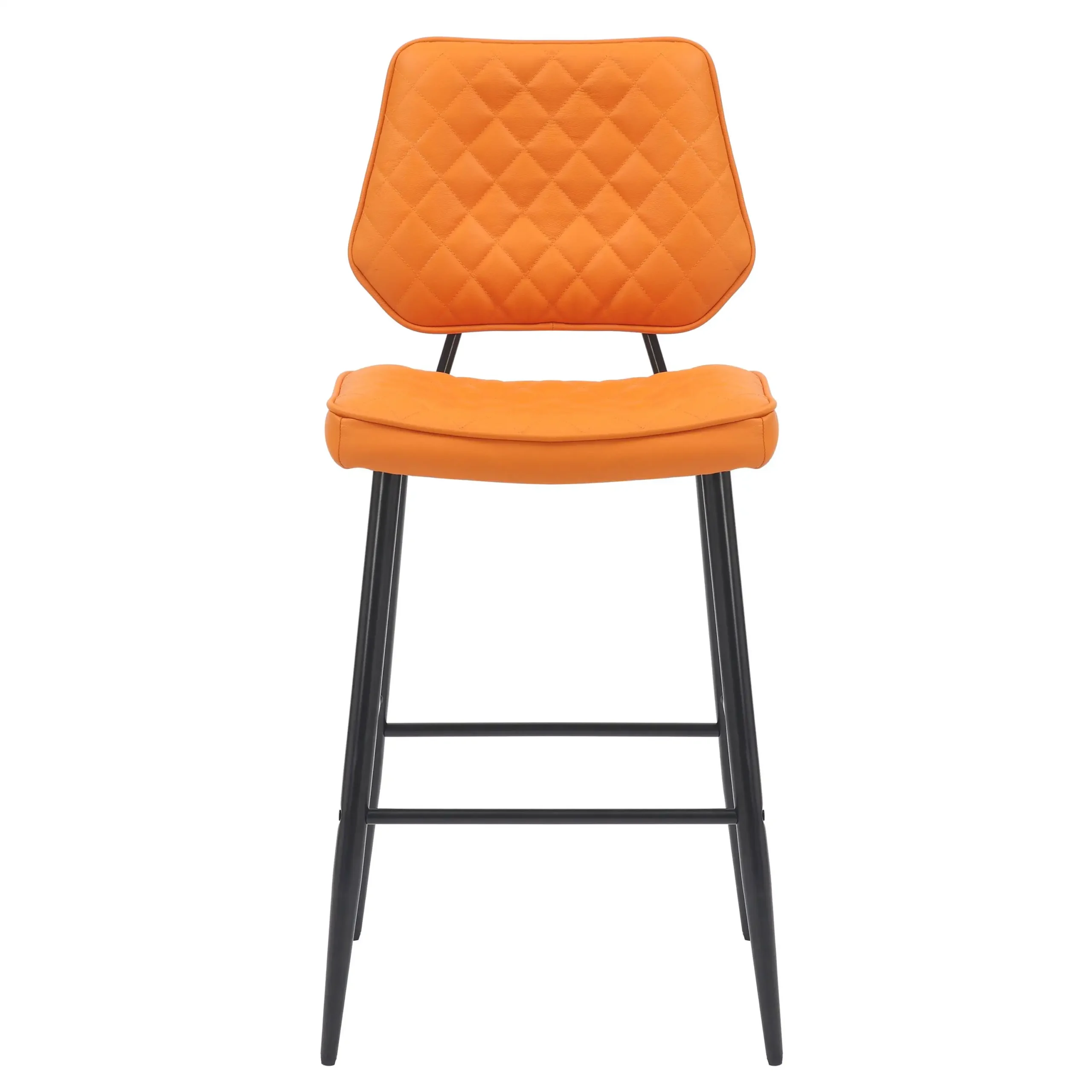 Garrick Real Leather Orange Bar Stool - Image 2
