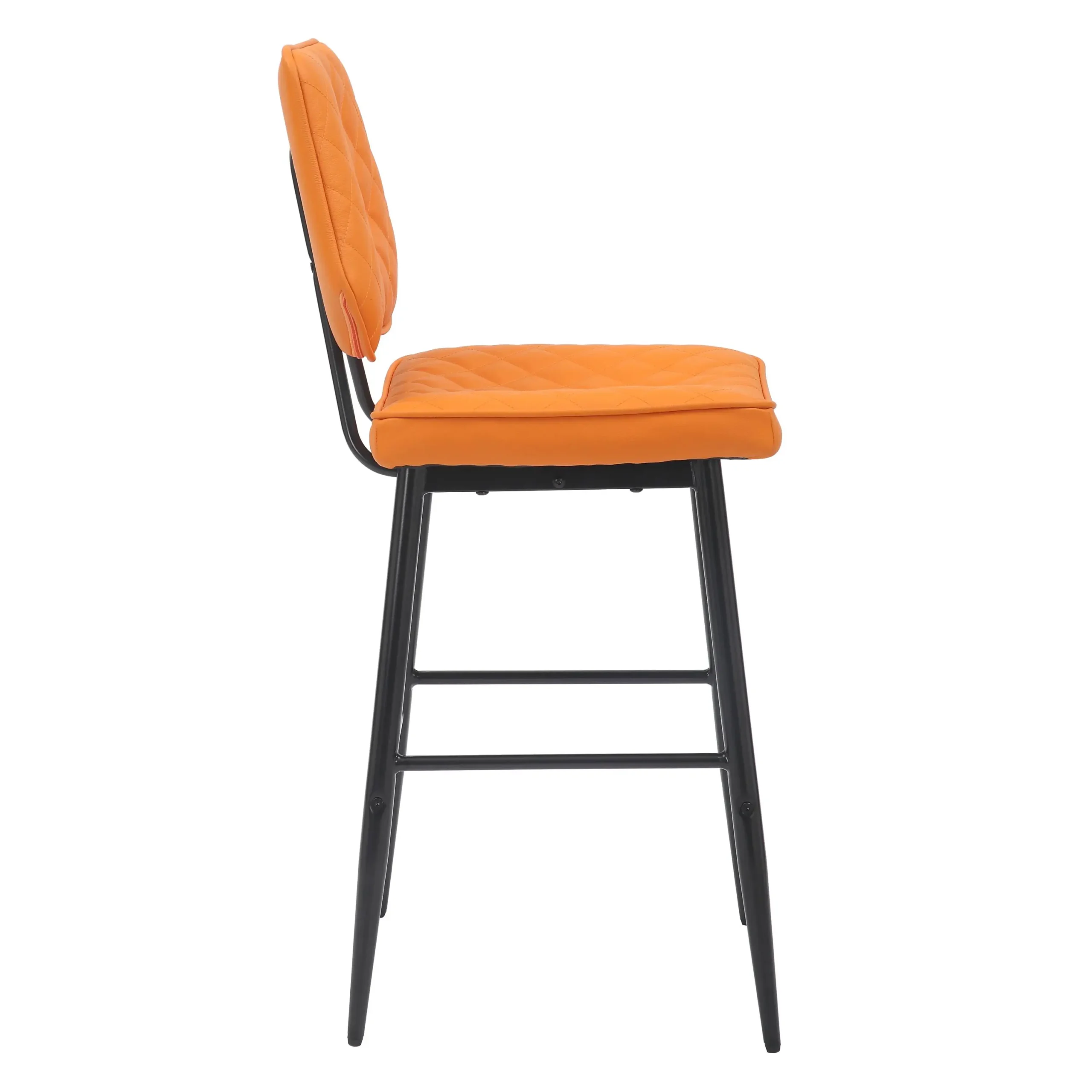 Garrick Real Leather Orange Bar Stool - Image 3