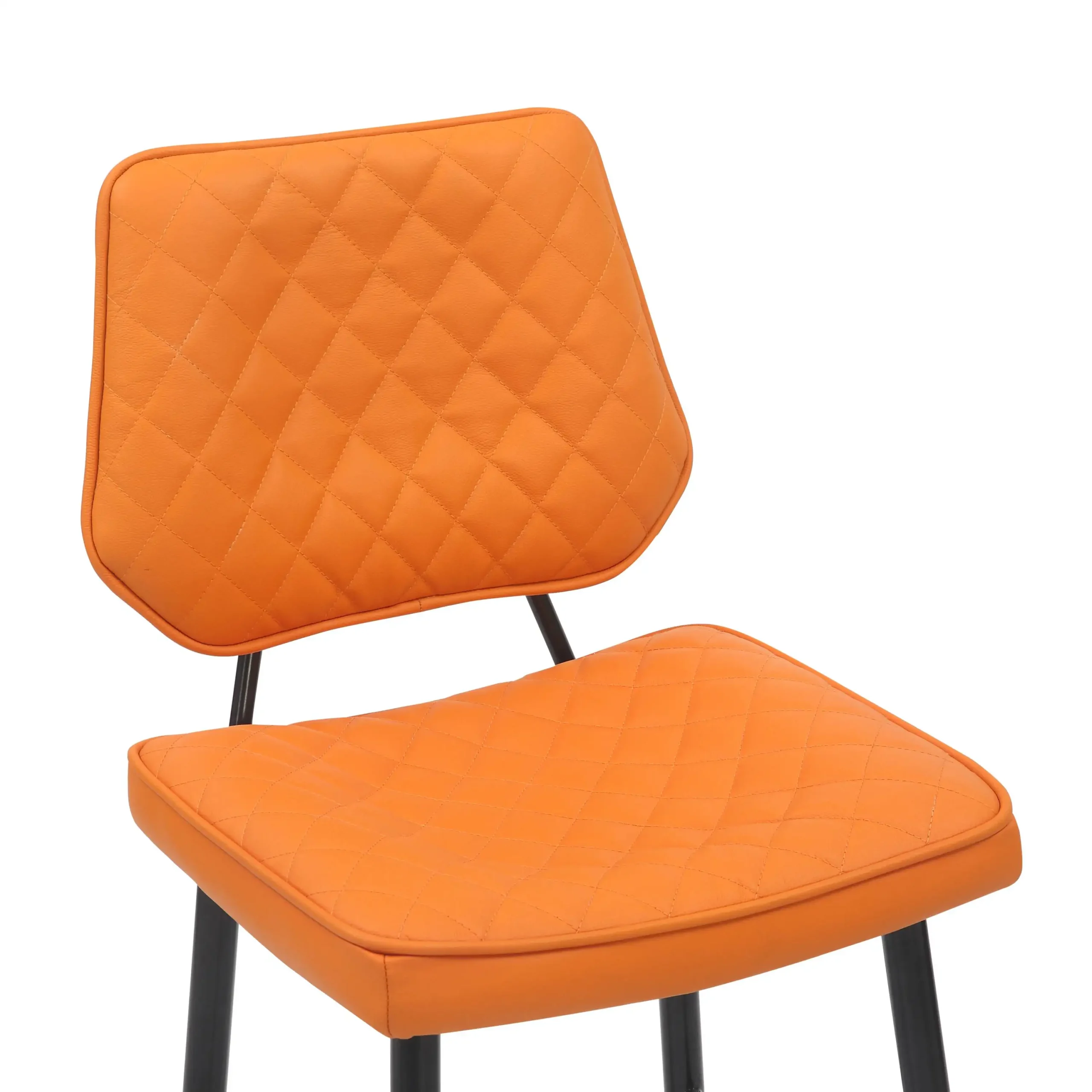Garrick Real Leather Orange Bar Stool - Image 4