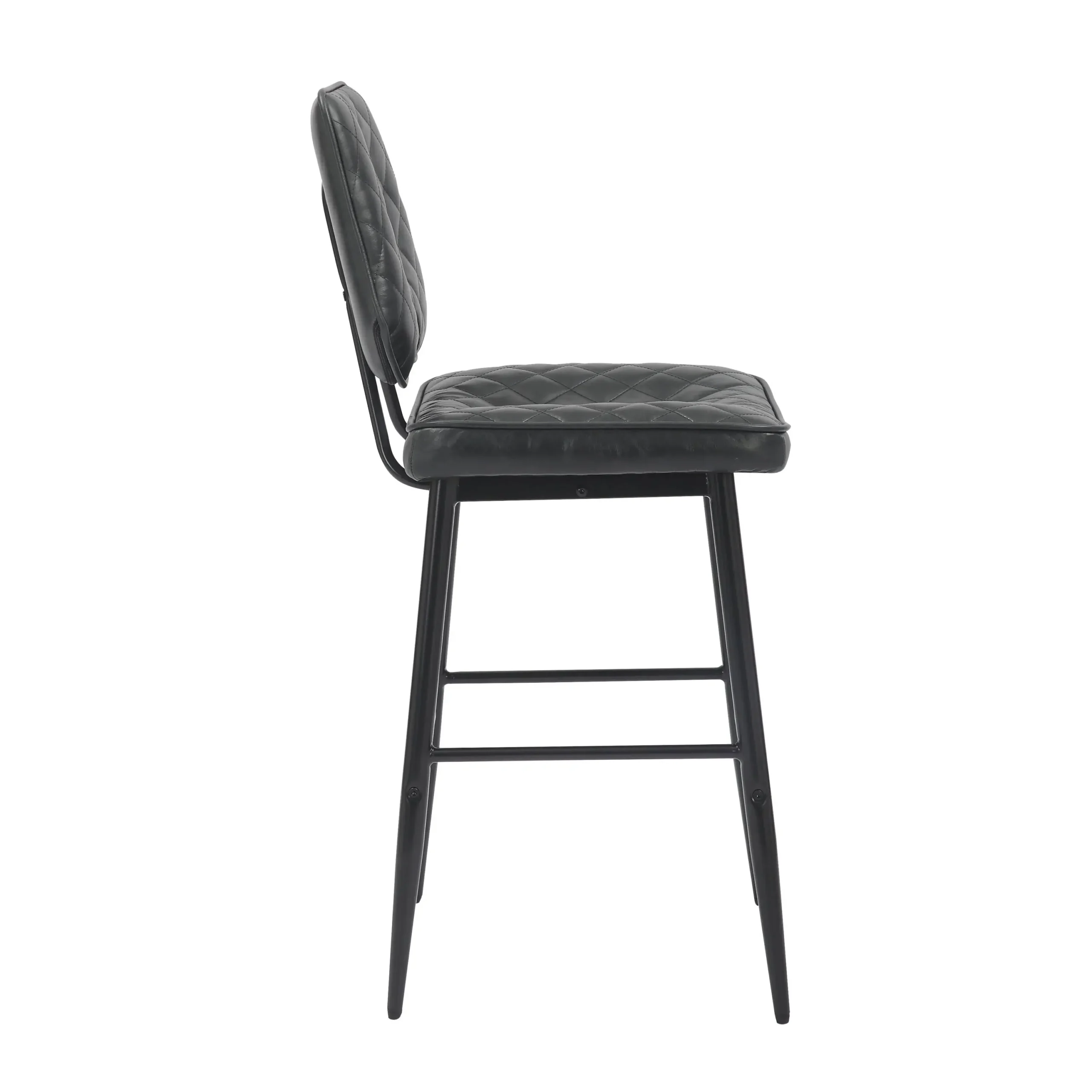 Garrick Real Leather Black Bar Stool - Image 3