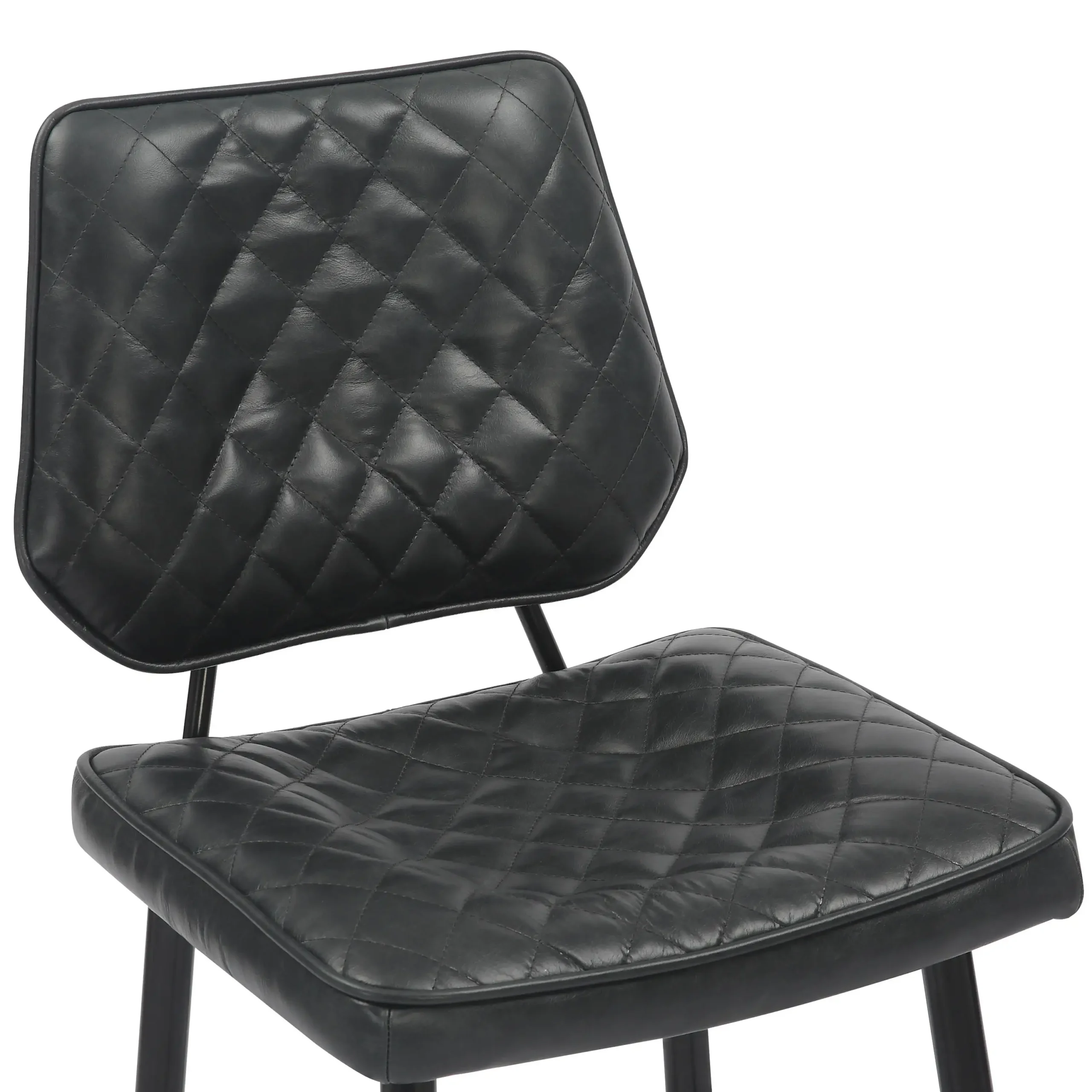 Garrick Real Leather Black Bar Stool - Image 8