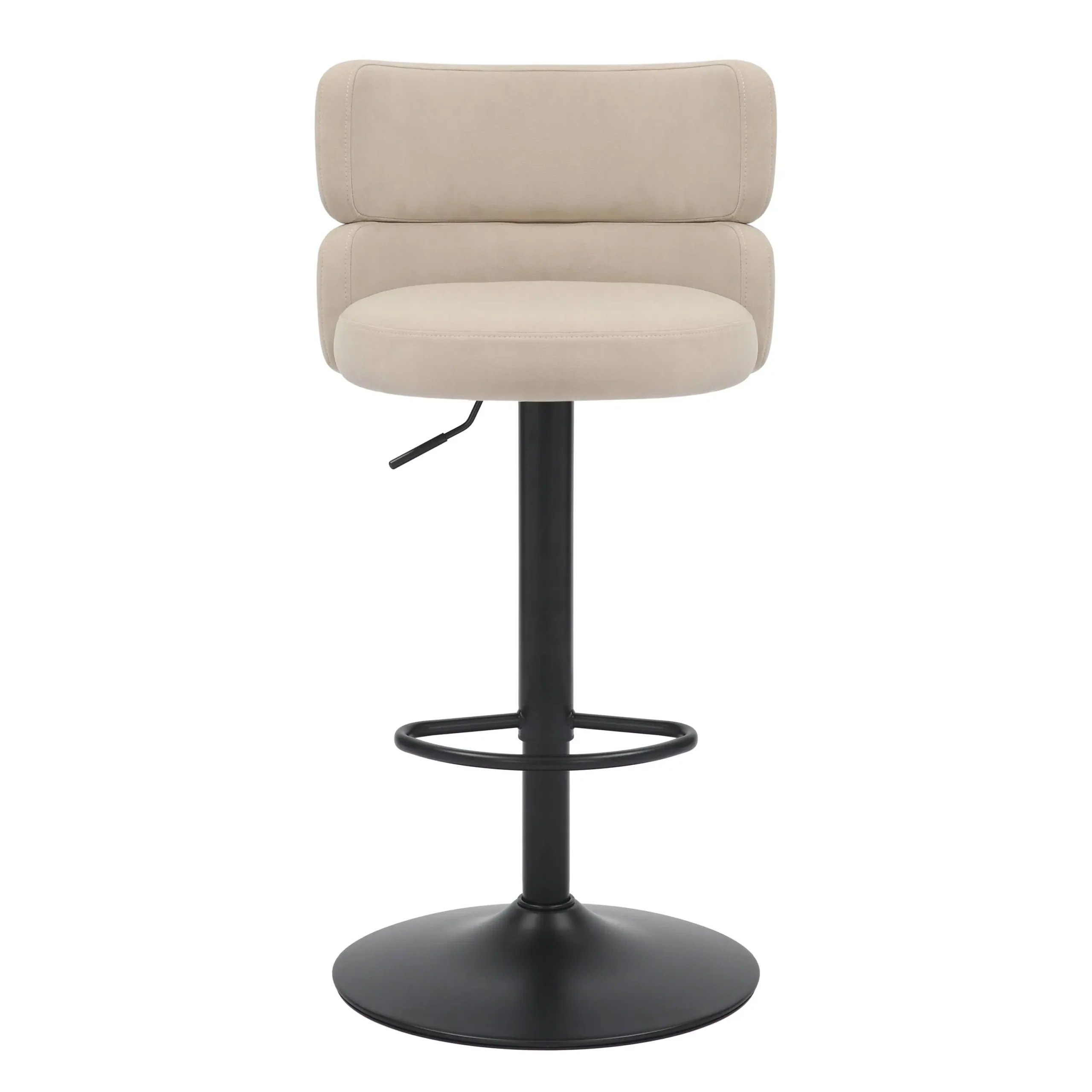 Mason Brushed Velvet Cream/Black Bar Stool - Image 2