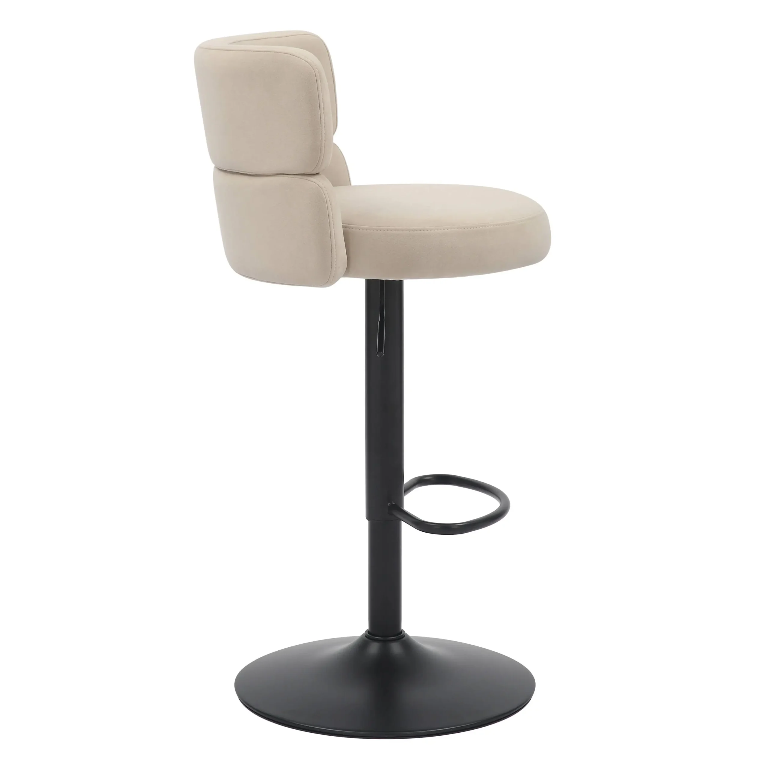 Mason Brushed Velvet Cream/Black Bar Stool - Image 3